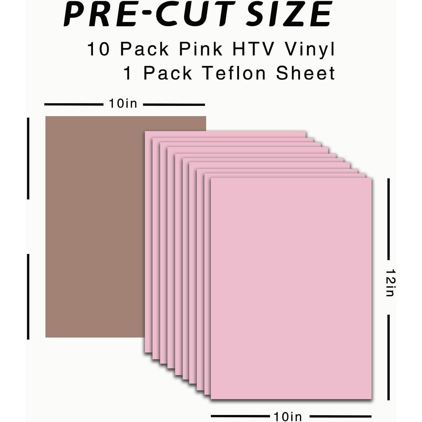 Vinilo de Transferencia de Calor Rosa Kenteer 10 Hojas 30.48x25.4cm