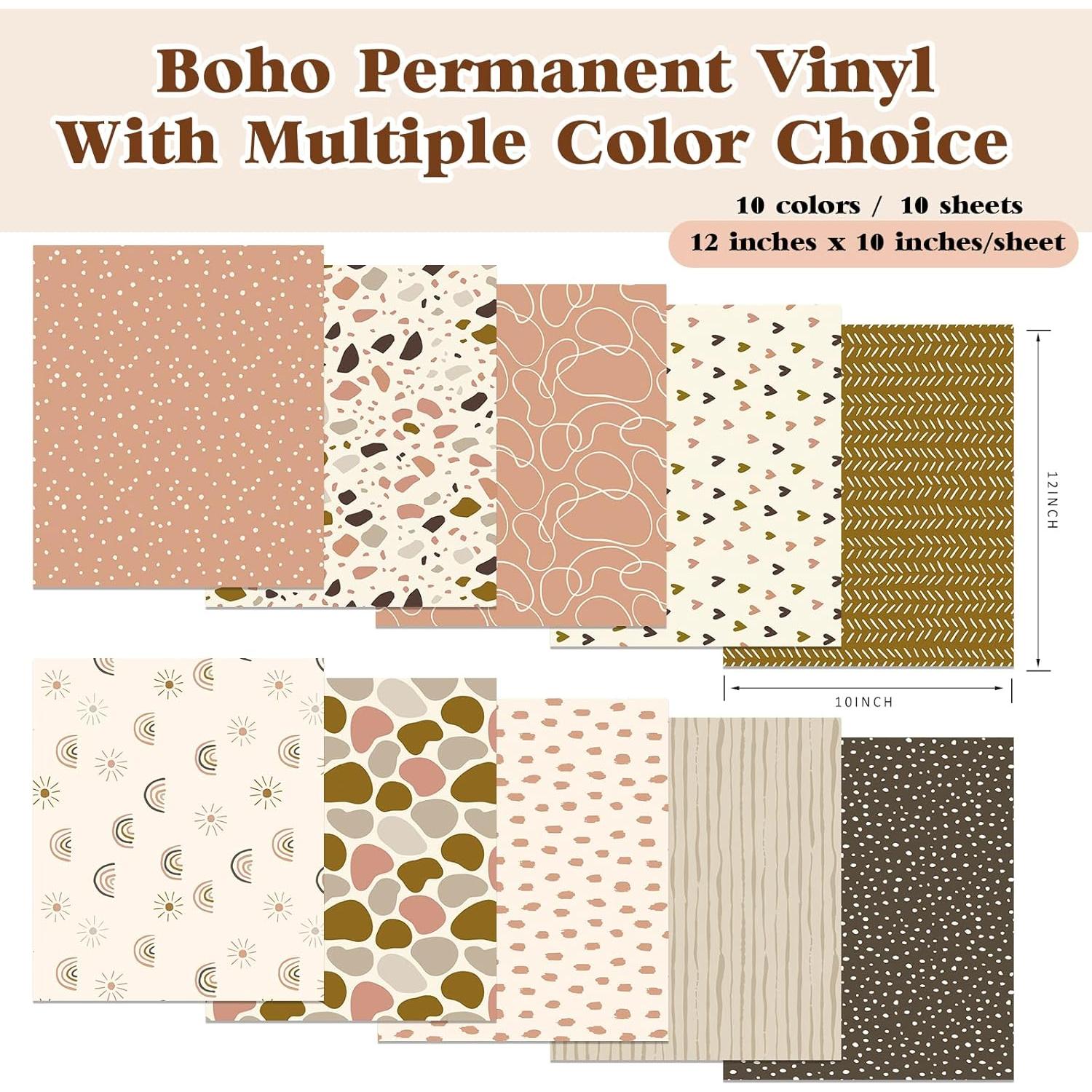 Vinilo Adhesivo Permanente Boho Tintnut - 10 Hojas 30.48x25.4cm