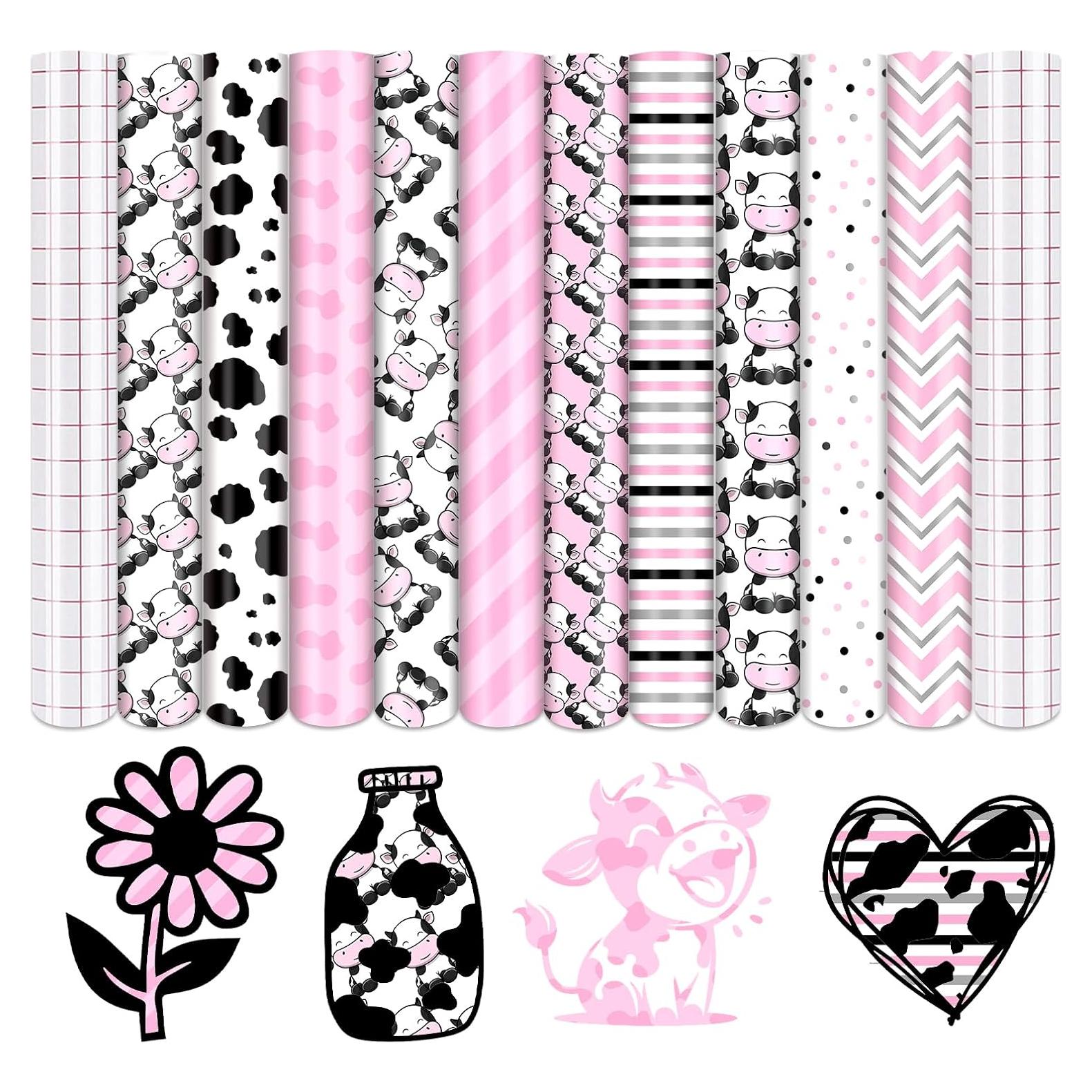 Vinilo Adhesivo Permanente Tintnut Patrón Vaca 10 Hojas 30.48x25.4cm