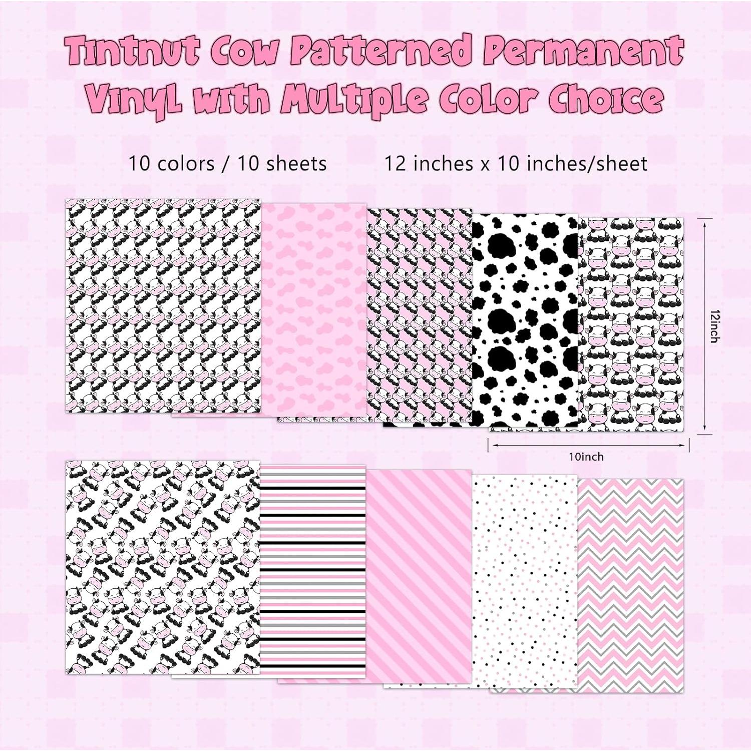 Vinilo Adhesivo Permanente Tintnut Patrón Vaca 10 Hojas 30.48x25.4cm