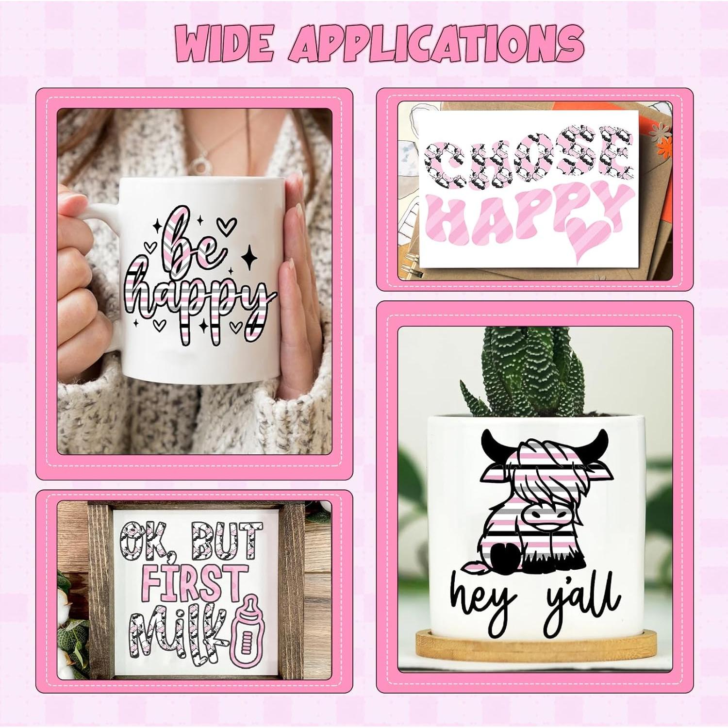 Vinilo Adhesivo Permanente Tintnut Patrón Vaca 10 Hojas 30.48x25.4cm