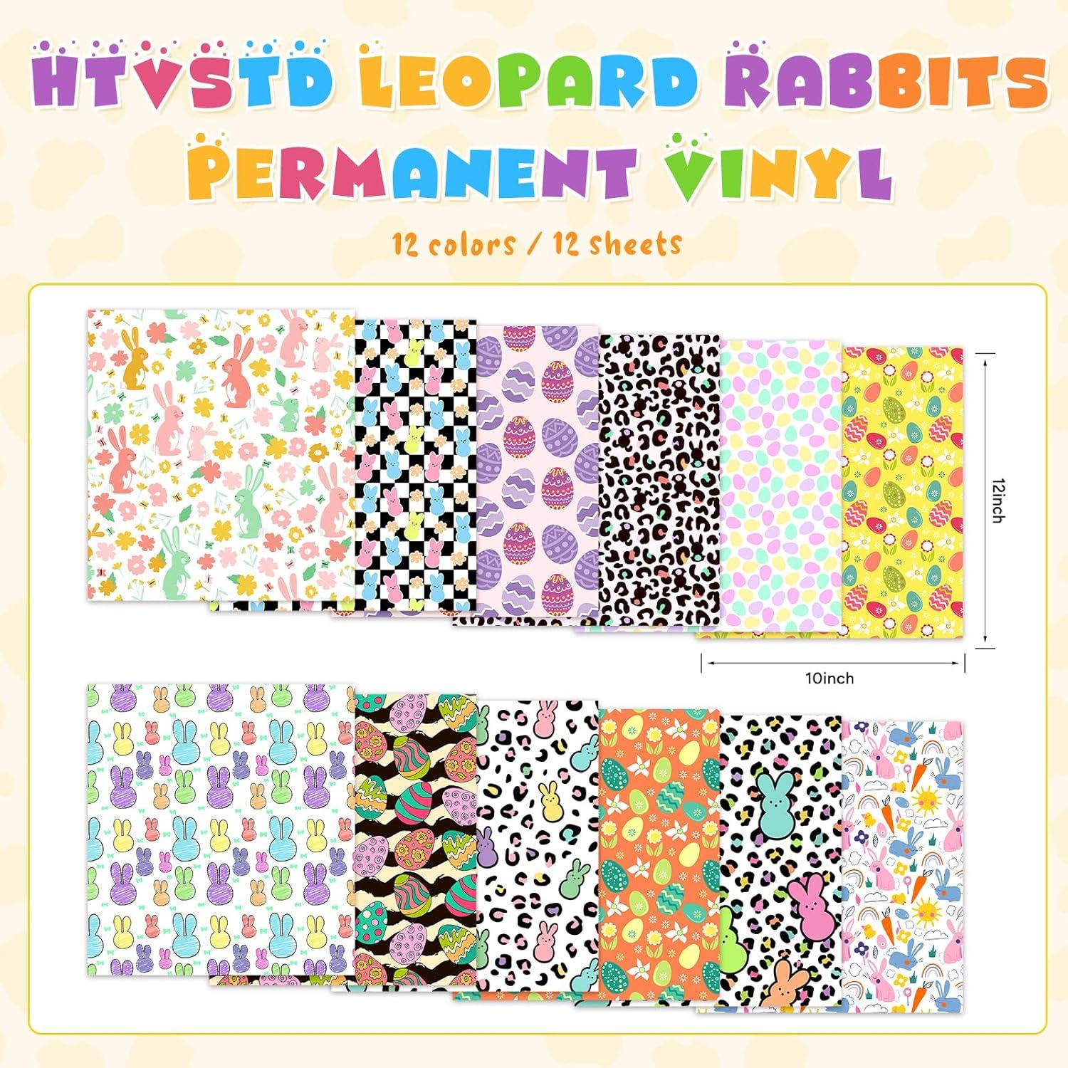 Vinilo Adhesivo Permanente HTVSTD Leopardo 12 Hojas 30x25 cm Pascua