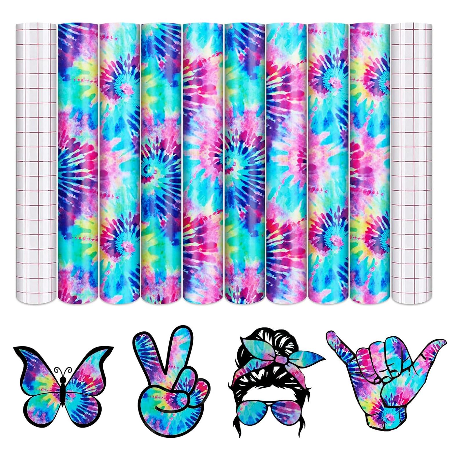 Vinilo Adhesivo Permanente Tintnut Tie Dye 8 Hojas 30.48x25.4cm