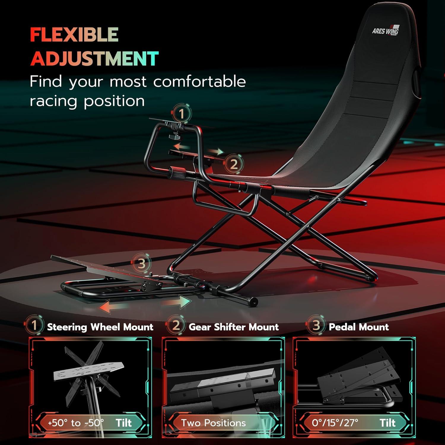 Cockpit de Simulación de Carreras ARES WING Plegable 10.1 kg