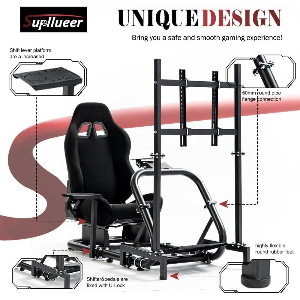 Cockpit de Simulación de Carreras Supllueer con Asiento Ergonómico
