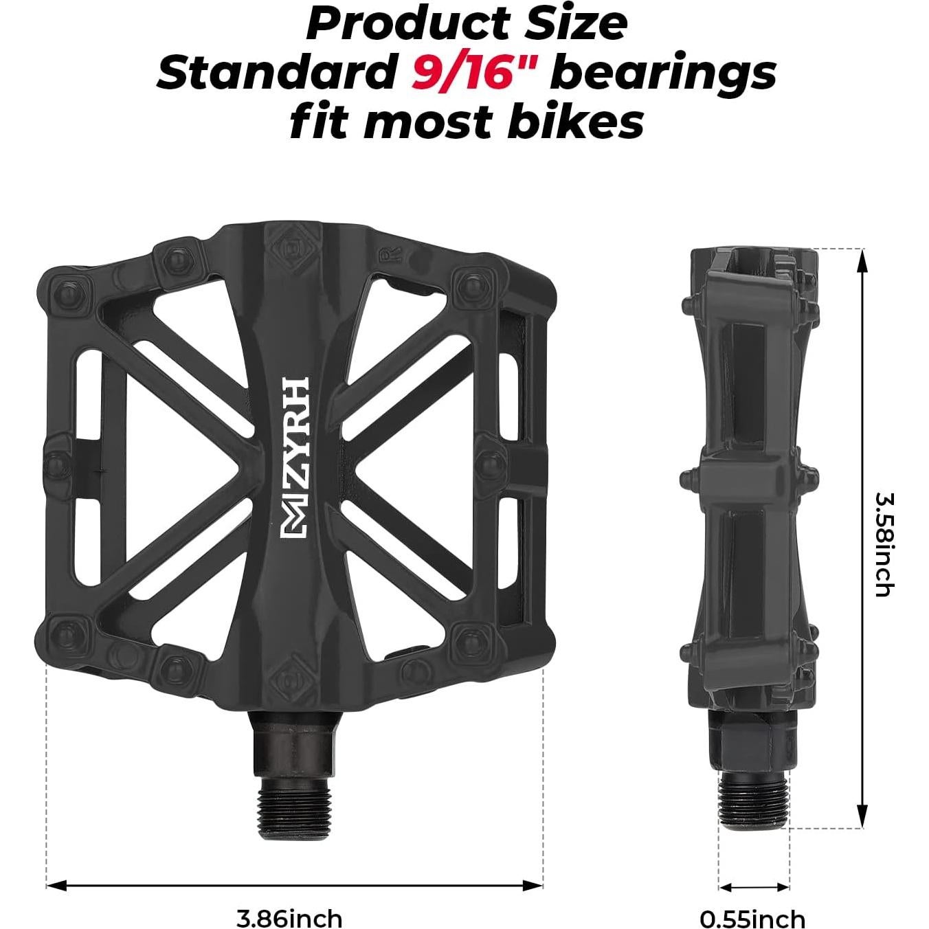 Pedales de Bicicleta KEMIMOTO MTB Planos Aluminio 9/16" Negro