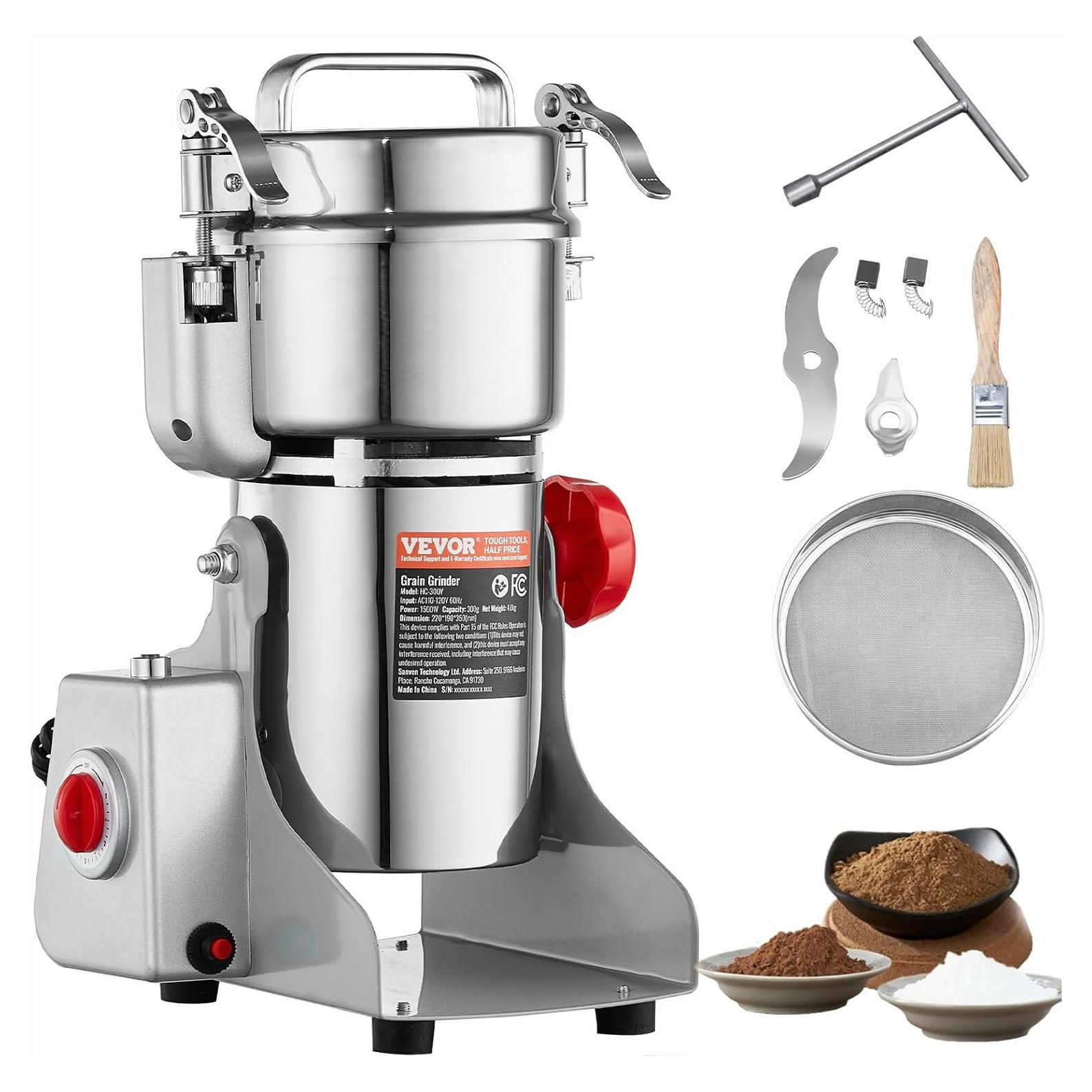 Molinillo de Granos Eléctrico VEVOR 300g 1500W Acero Inoxidable
