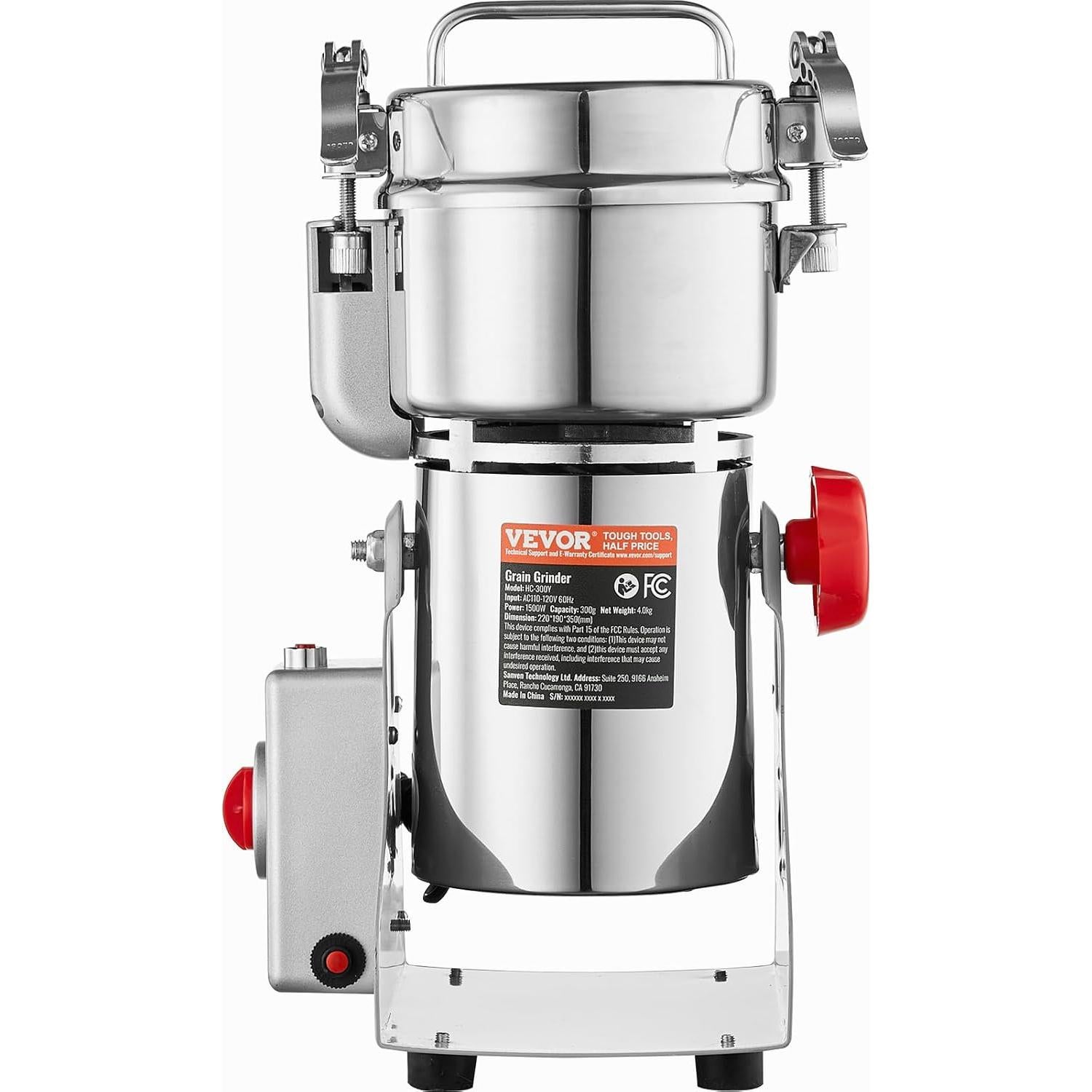 Molinillo de Granos Eléctrico VEVOR 300g 1500W Acero Inoxidable