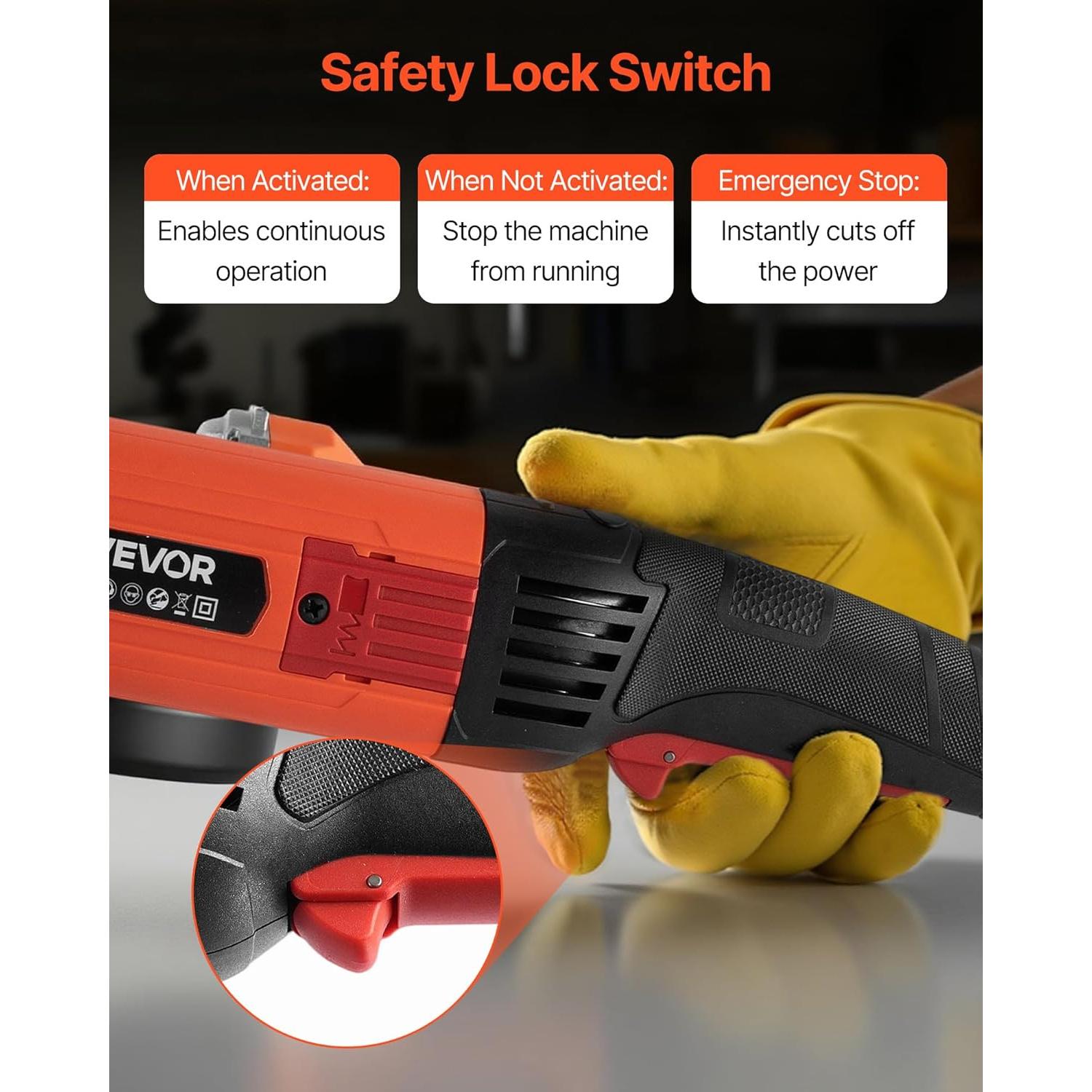 Amoladora Angular VEVOR 1200W 5" 10000RPM con Protector Ajustable