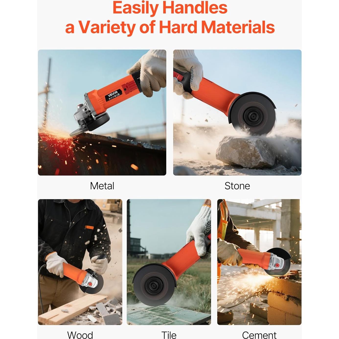 Amoladora Angular VEVOR 1200W 5" 10000RPM con Protector Ajustable