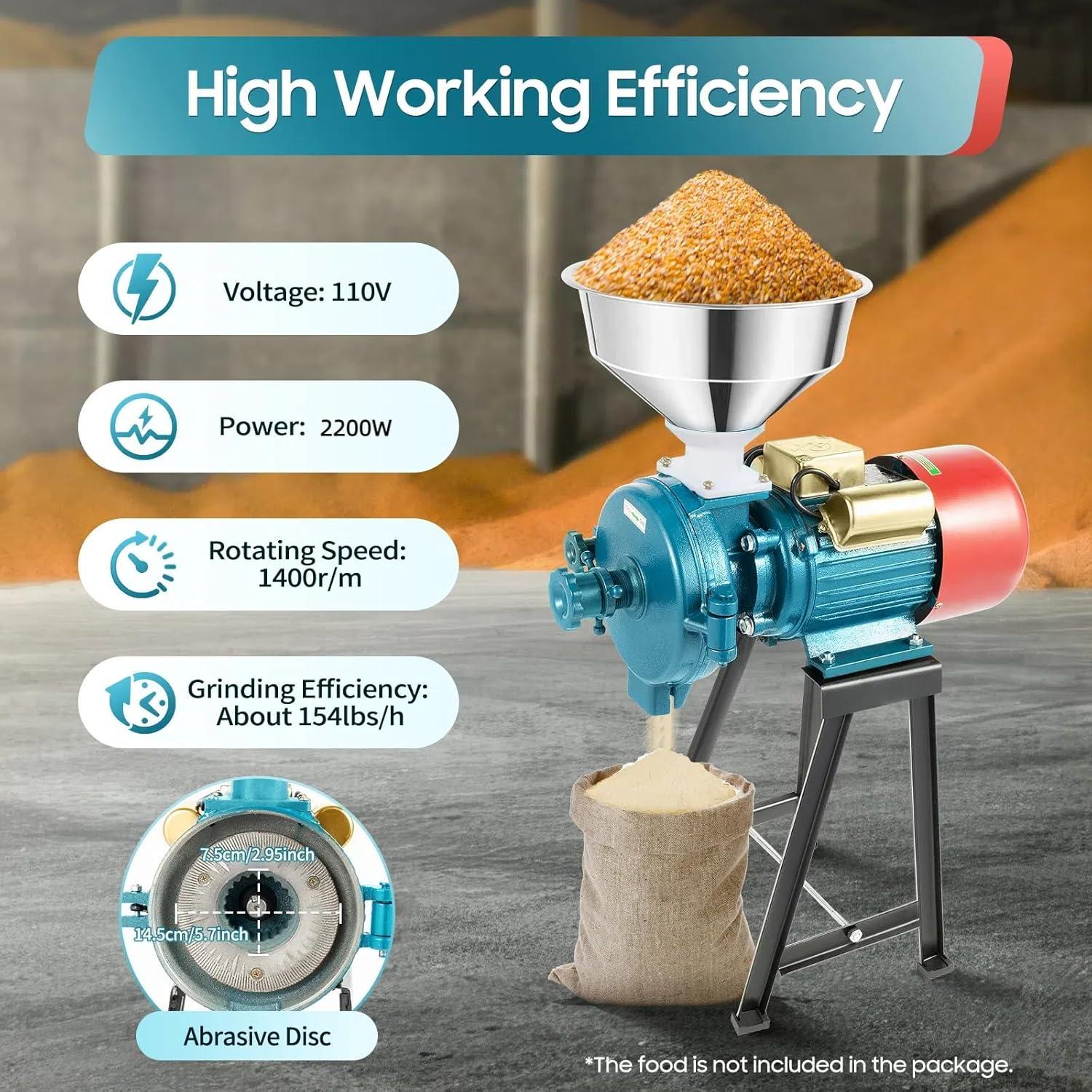 Molino de Granos Eléctrico Headery 2200W 110V Alta Eficiencia