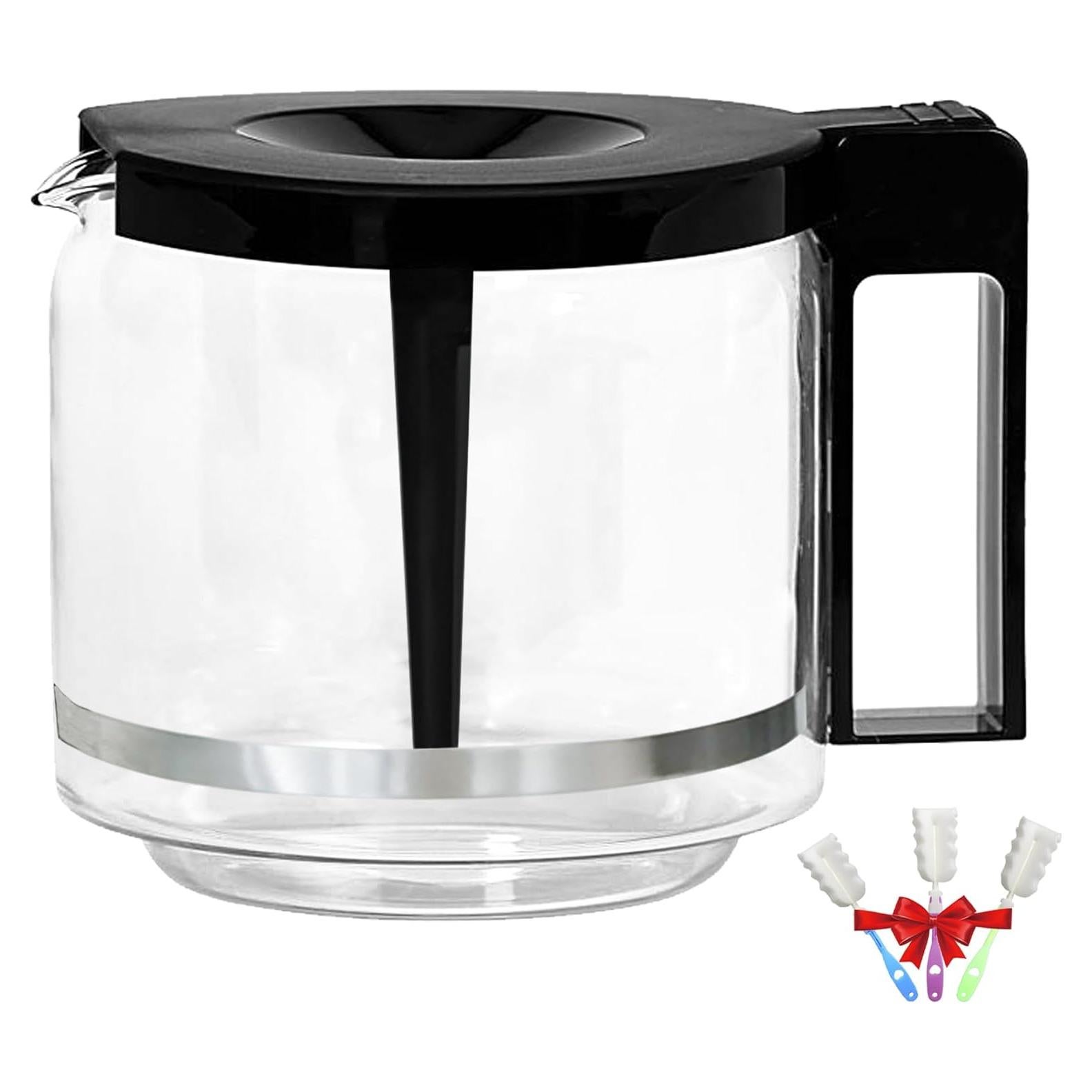 Jarra de Café de Vidrio Bxmgr 1.25L con Tapa Negra y Anillo de Metal