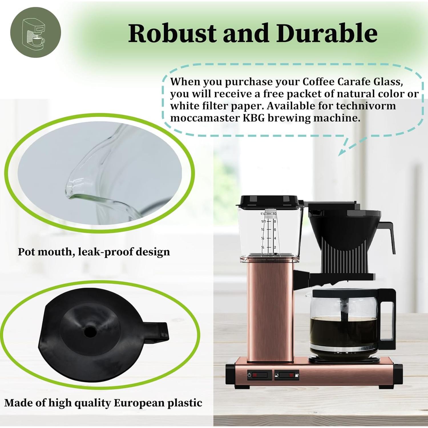 Jarra de Café de Vidrio Bxmgr 1.25L con Tapa Negra y Anillo de Metal