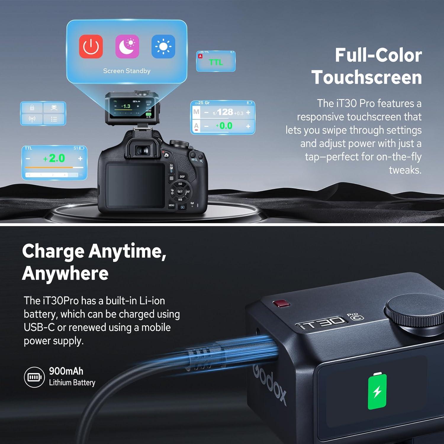 Flash Godox iT30 Pro C para Canon, TTL 2.4G, 560 Flashes