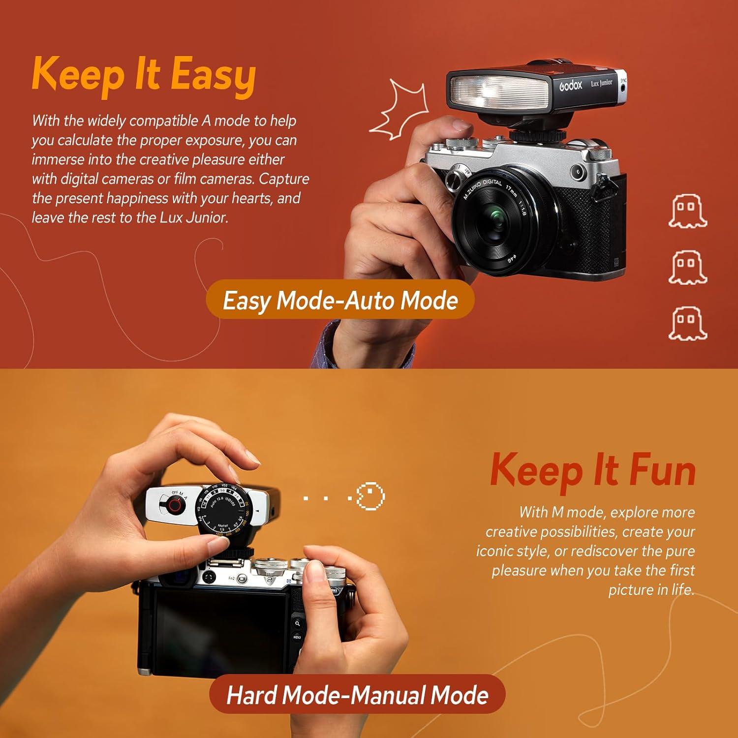 Flash Godox Lux Junior Retro GN12 6000K para Cámara