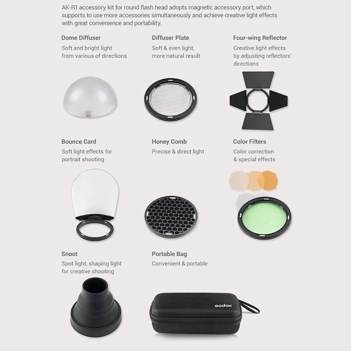 Kit de Accesorios Godox AK-R1 para Flash H200R y V1