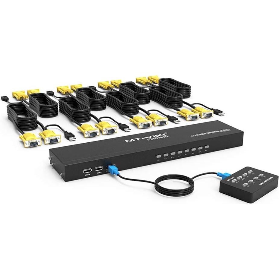 Interruptor KVM VGA 8 Puertos MT-VIKI + Gabinete Pared 12U