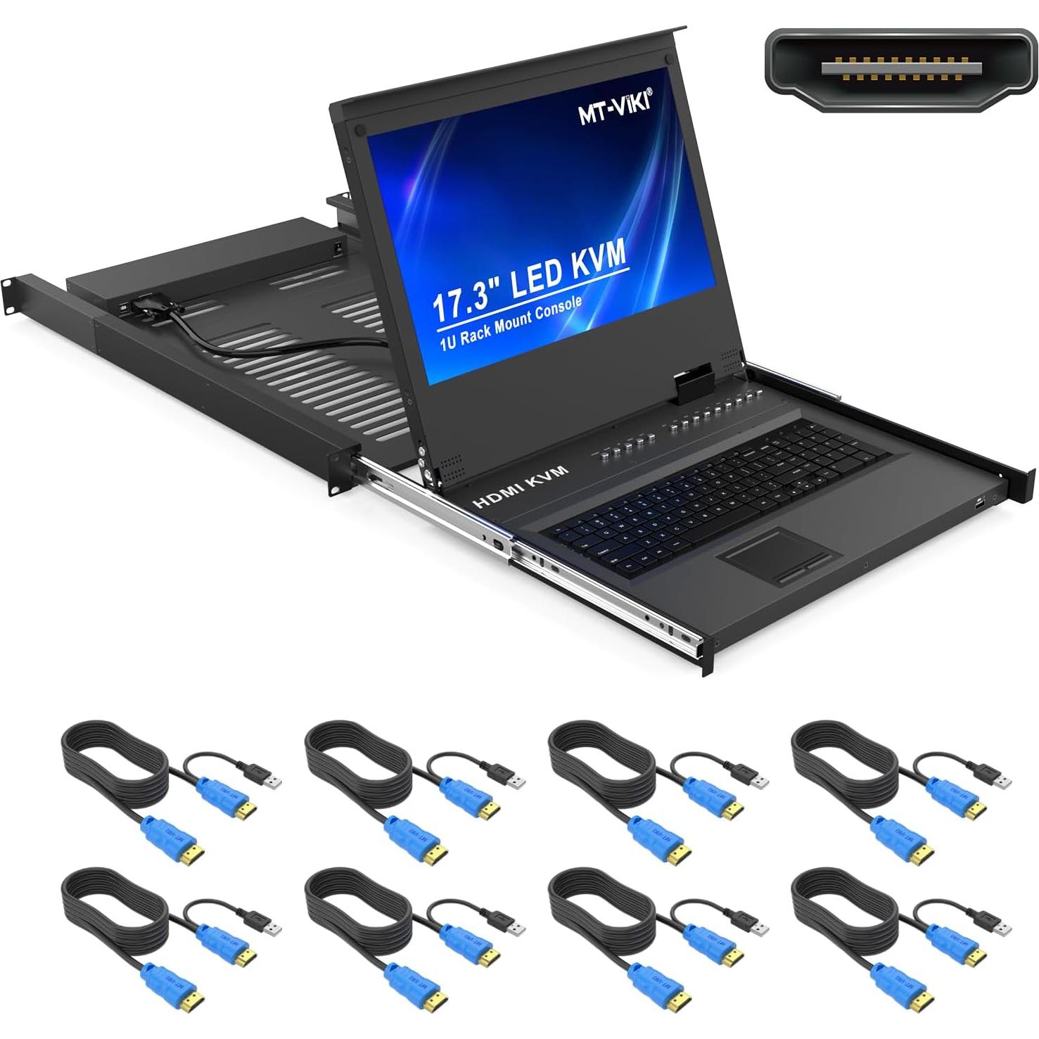 Adaptador KVM HDMI + VGA a HDMI 8 Puertos Rack