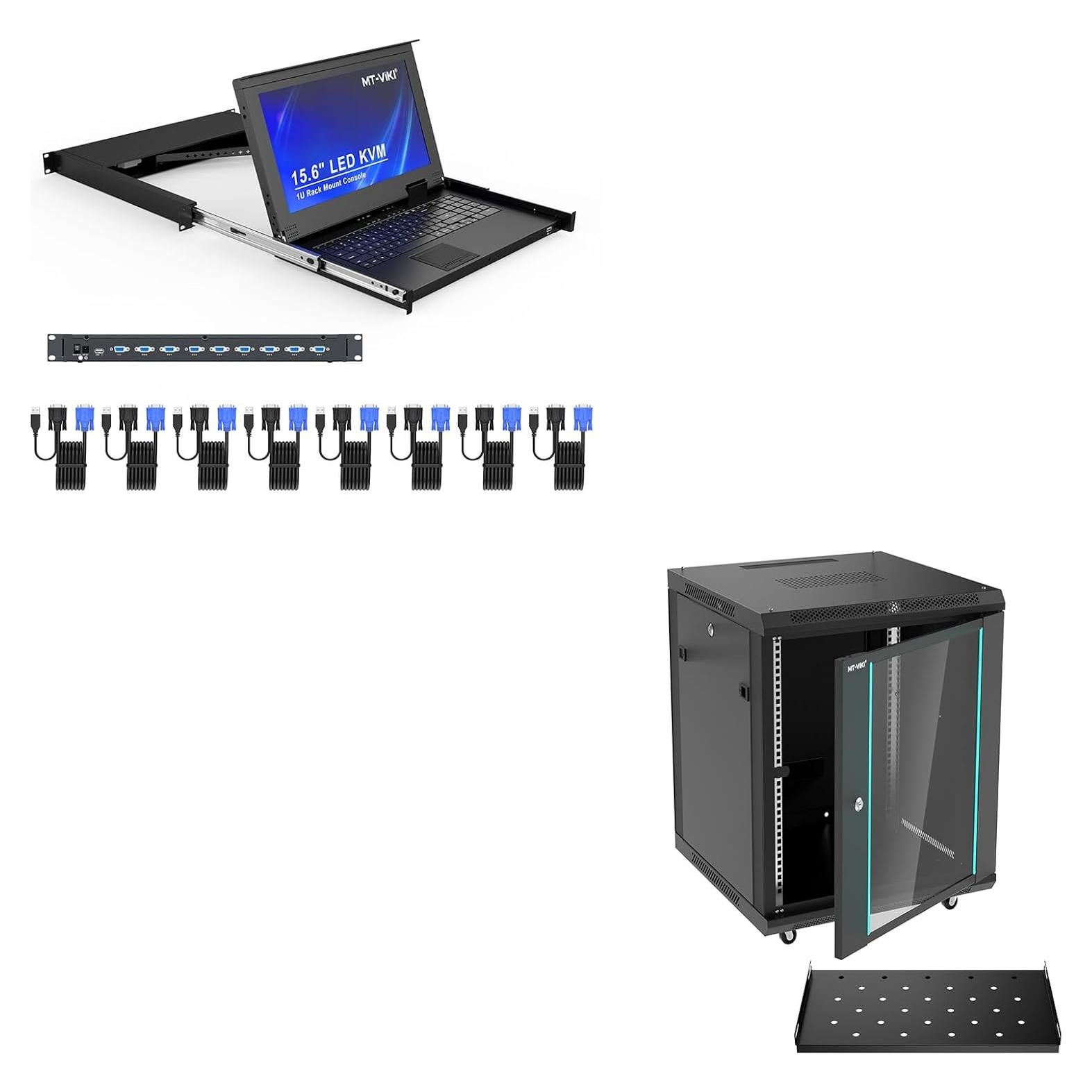 Consola KVM LCD 8 Puertos VGA MT-VIKI + Gabinete Rack 12U