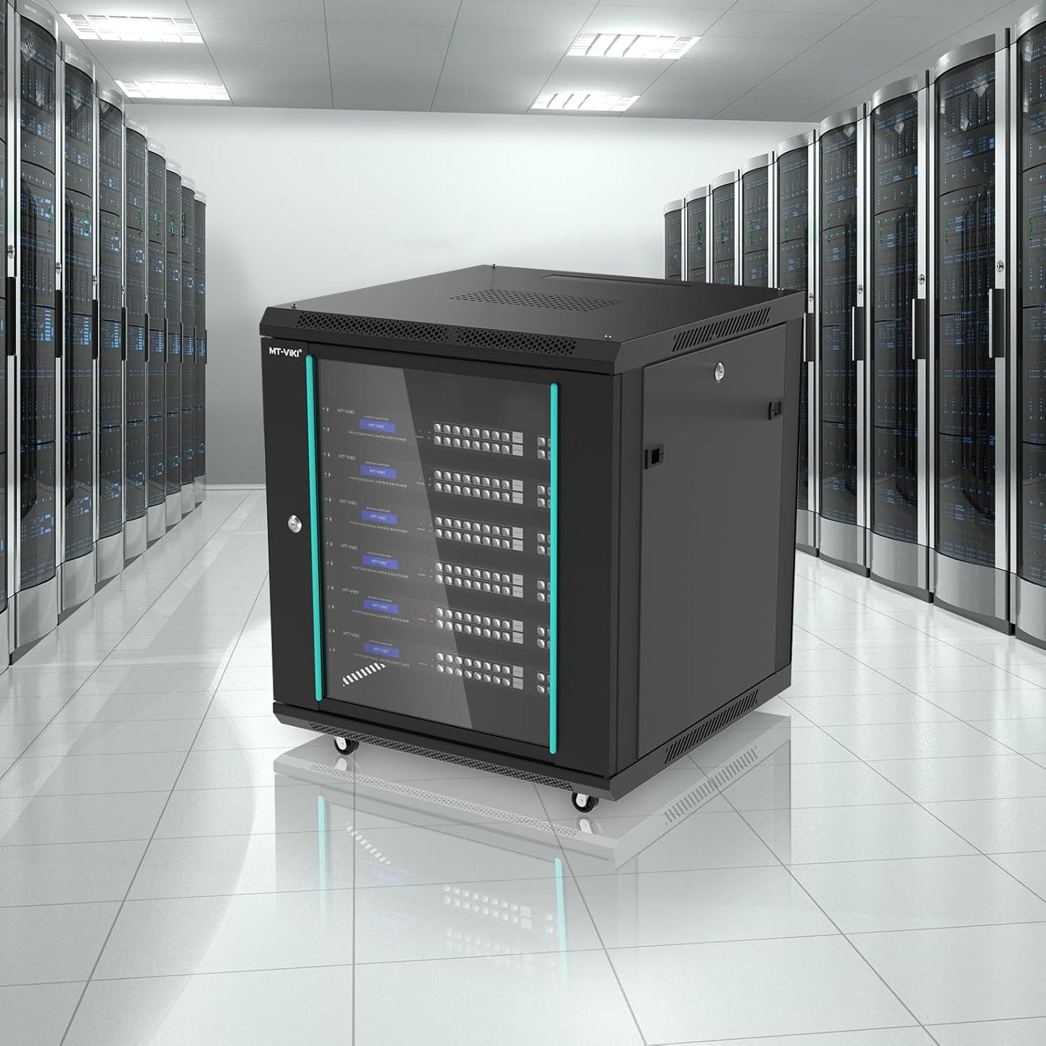 Consola KVM LCD 8 Puertos VGA MT-VIKI + Gabinete Rack 12U