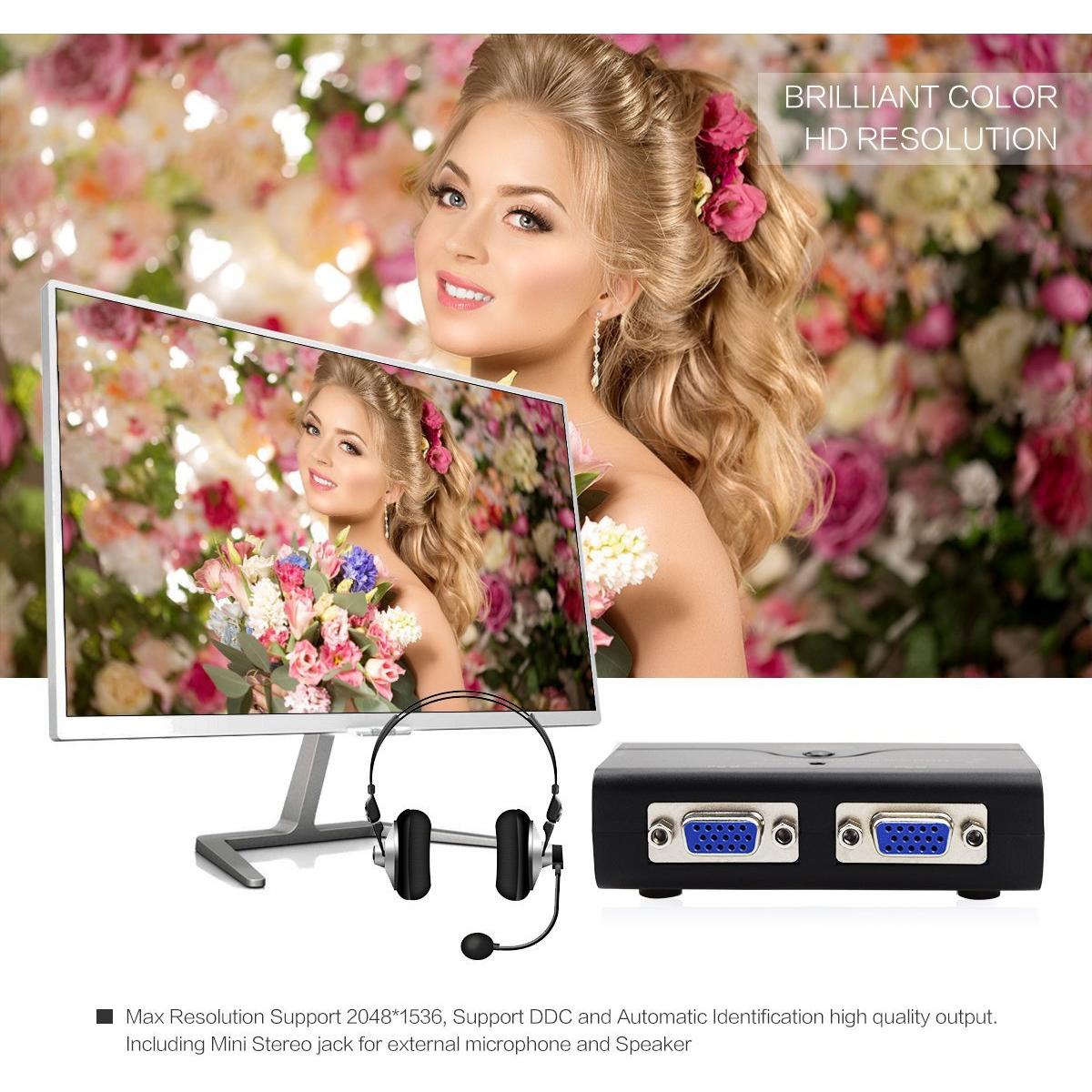 Interruptor KVM USB 2.0 JideTech 2 Puertos VGA 2048x1536