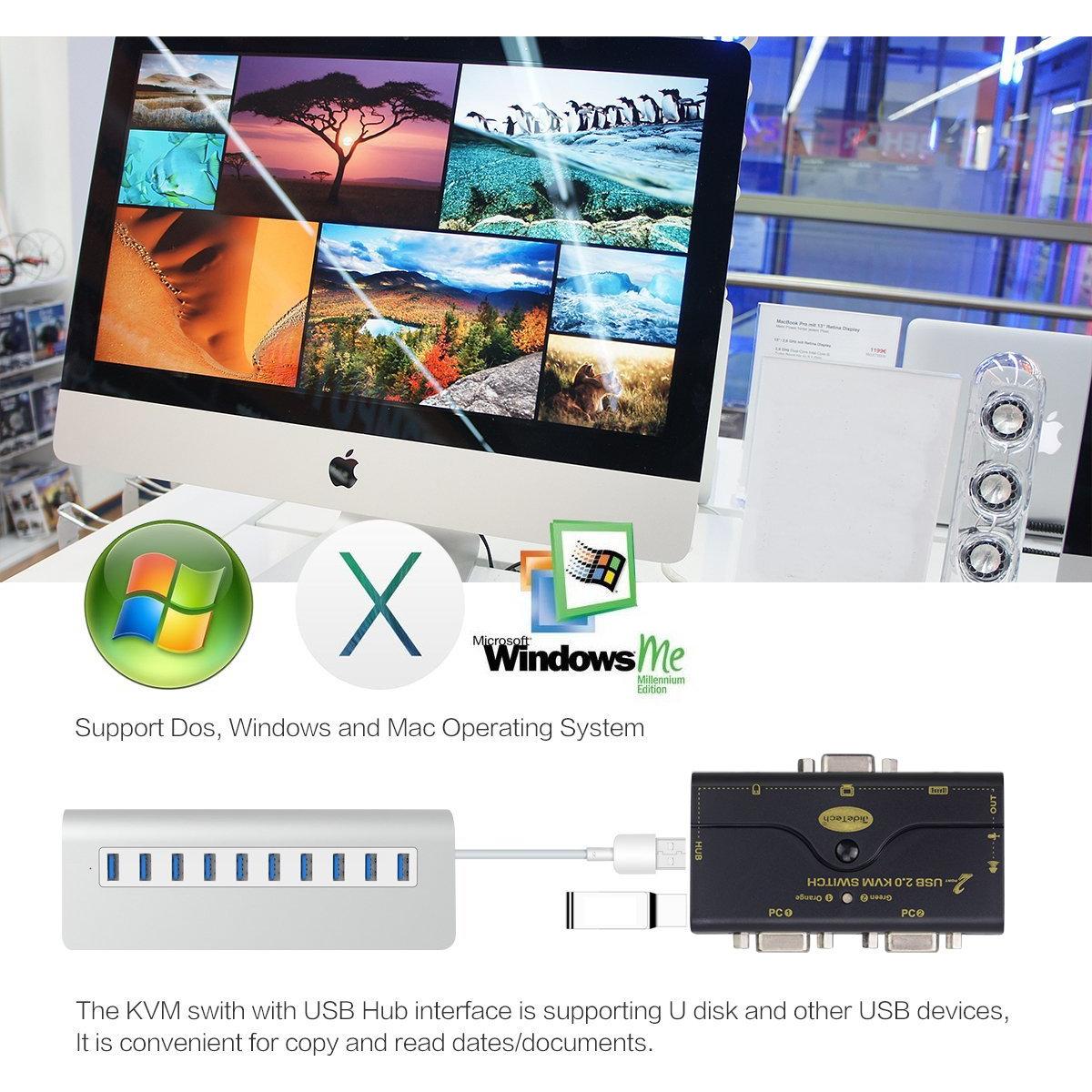 Interruptor KVM USB 2.0 JideTech 2 Puertos VGA 2048x1536