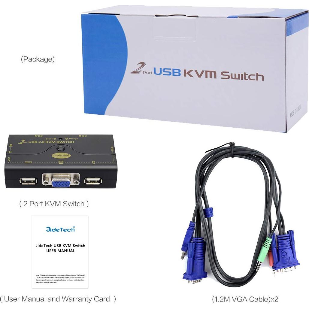 Interruptor KVM USB 2.0 JideTech 2 Puertos VGA 2048x1536