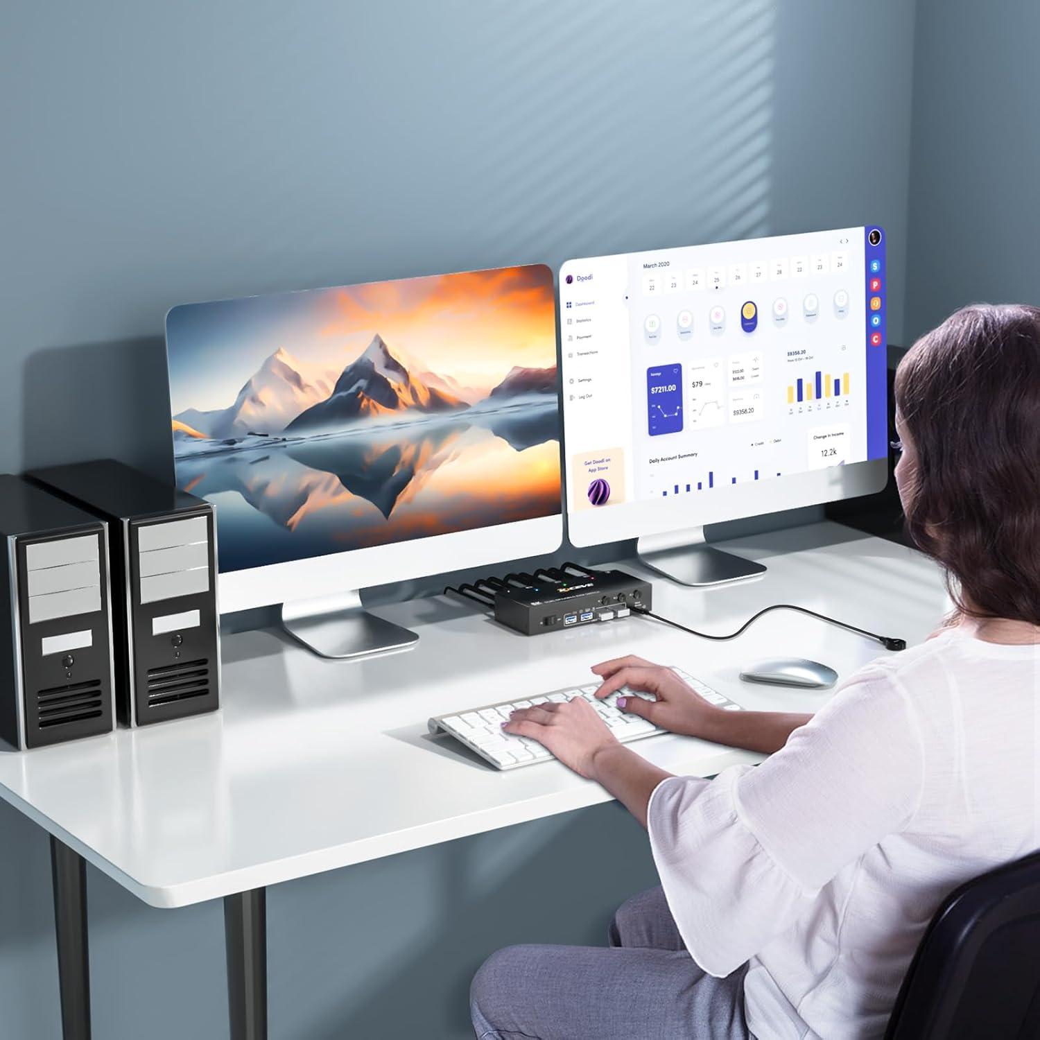 Interruptor KVM Displayport 8K 2 Monitores Camgeet 3 PCs