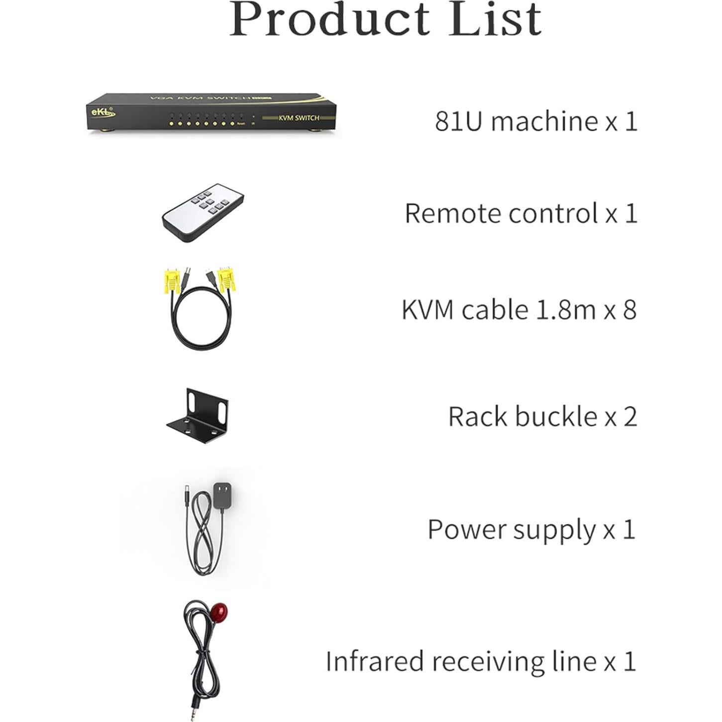 Interruptor KVM Automático 8 Puertos VGA eKL EKL-81U