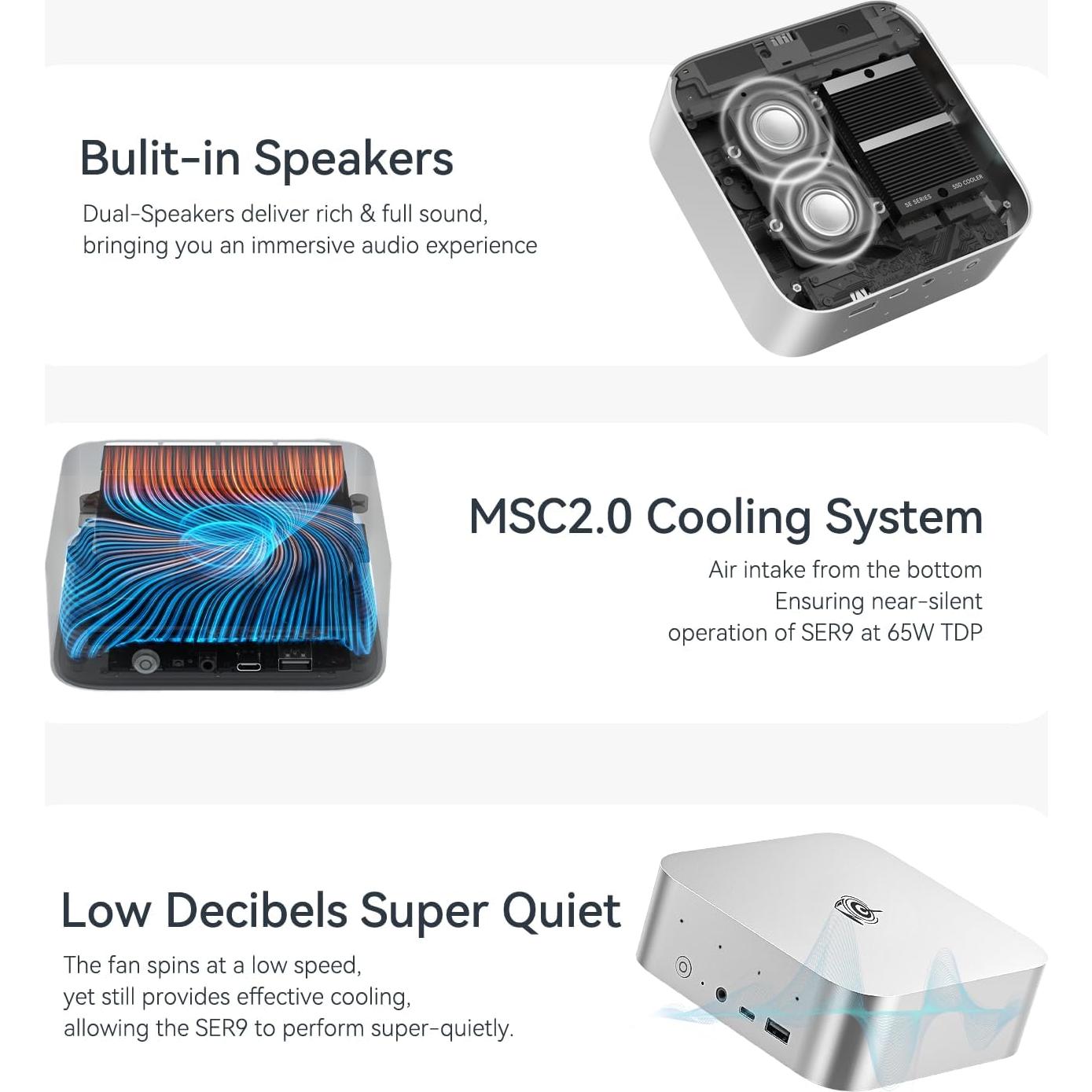 Mini PC Beelink SER9 Pro AMD Ryzen 9 32GB 1TB SSD Triple Pantalla