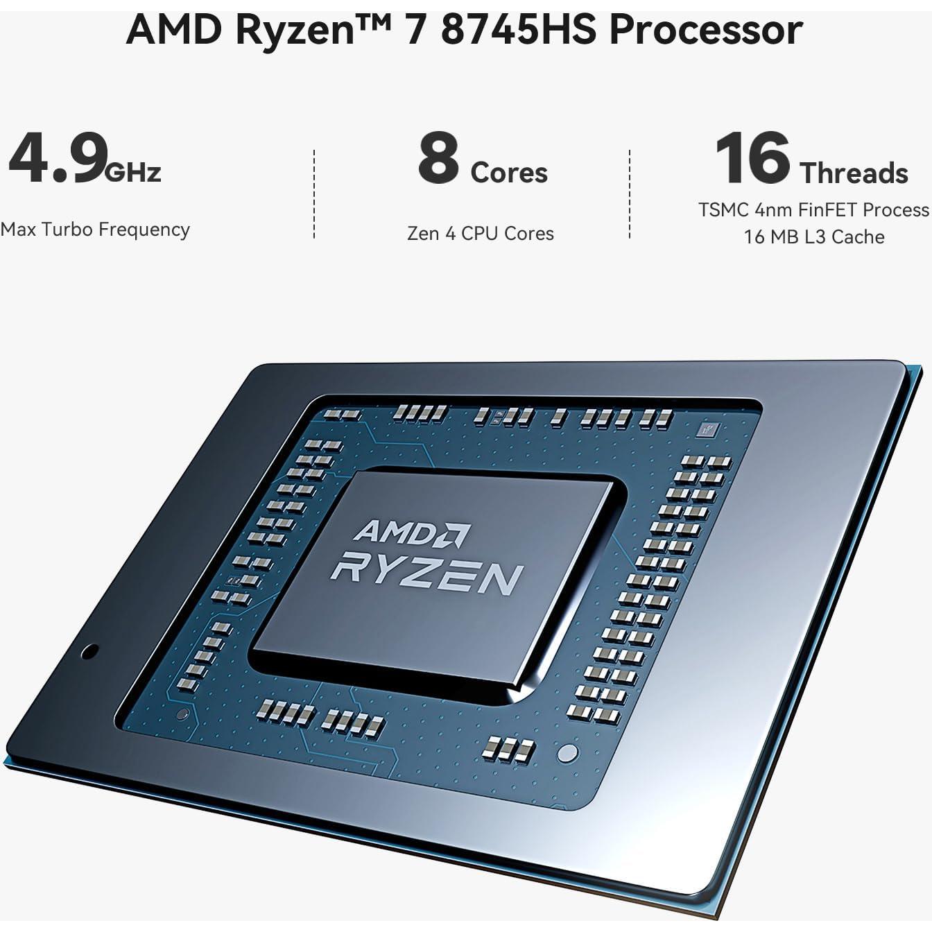 Mini PC Beelink SER8, AMD Ryzen 7 8745HS, 24GB RAM, 1TB SSD