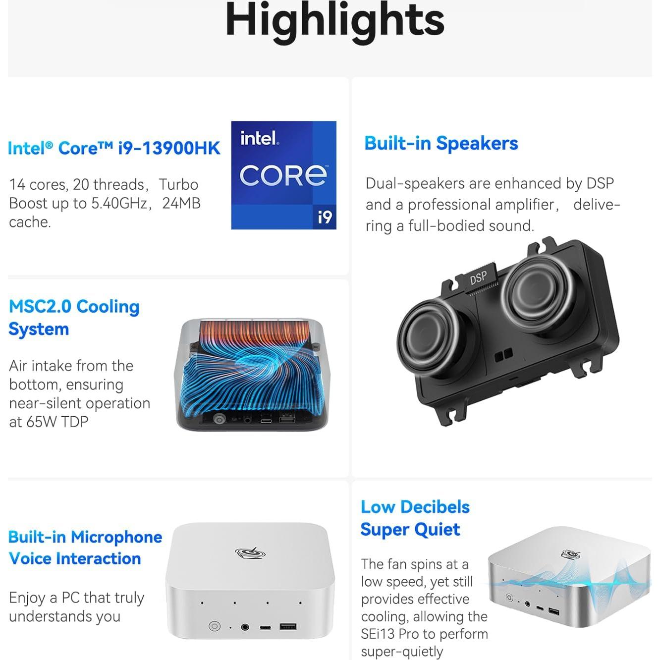 Beelink Mini PC SEi13 Pro Intel i9-13900HK 32GB 1TB SSD