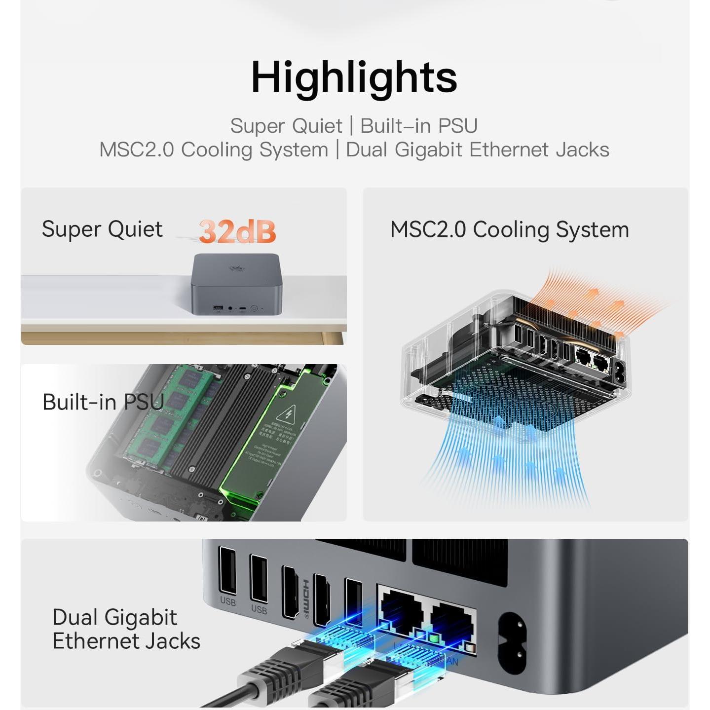 Mini PC Beelink EQR5 AMD Ryzen 5 5650U 8GB 500GB SSD