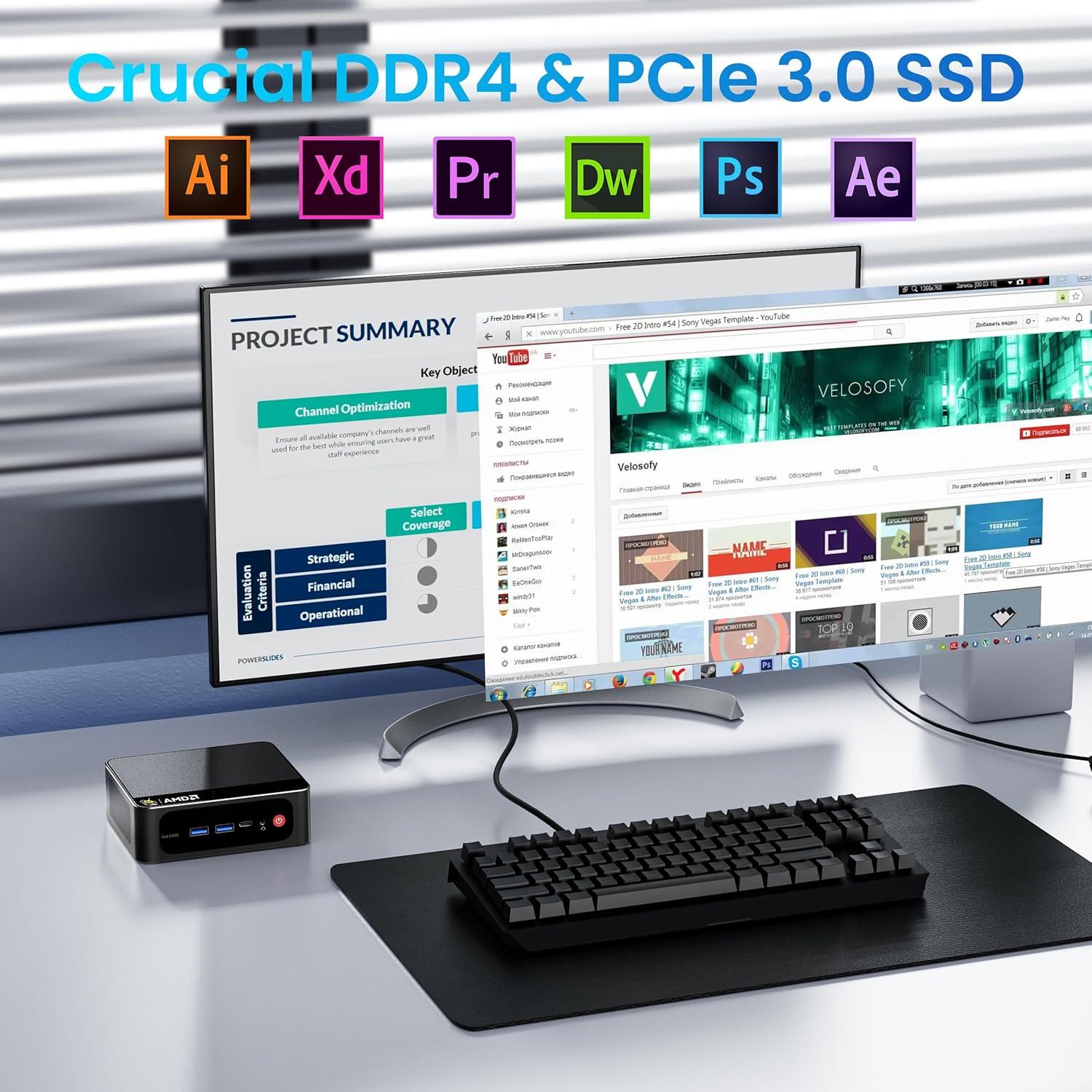 Mini PC Beelink SER5 MAX Ryzen 7 6800U 24GB 500GB SSD