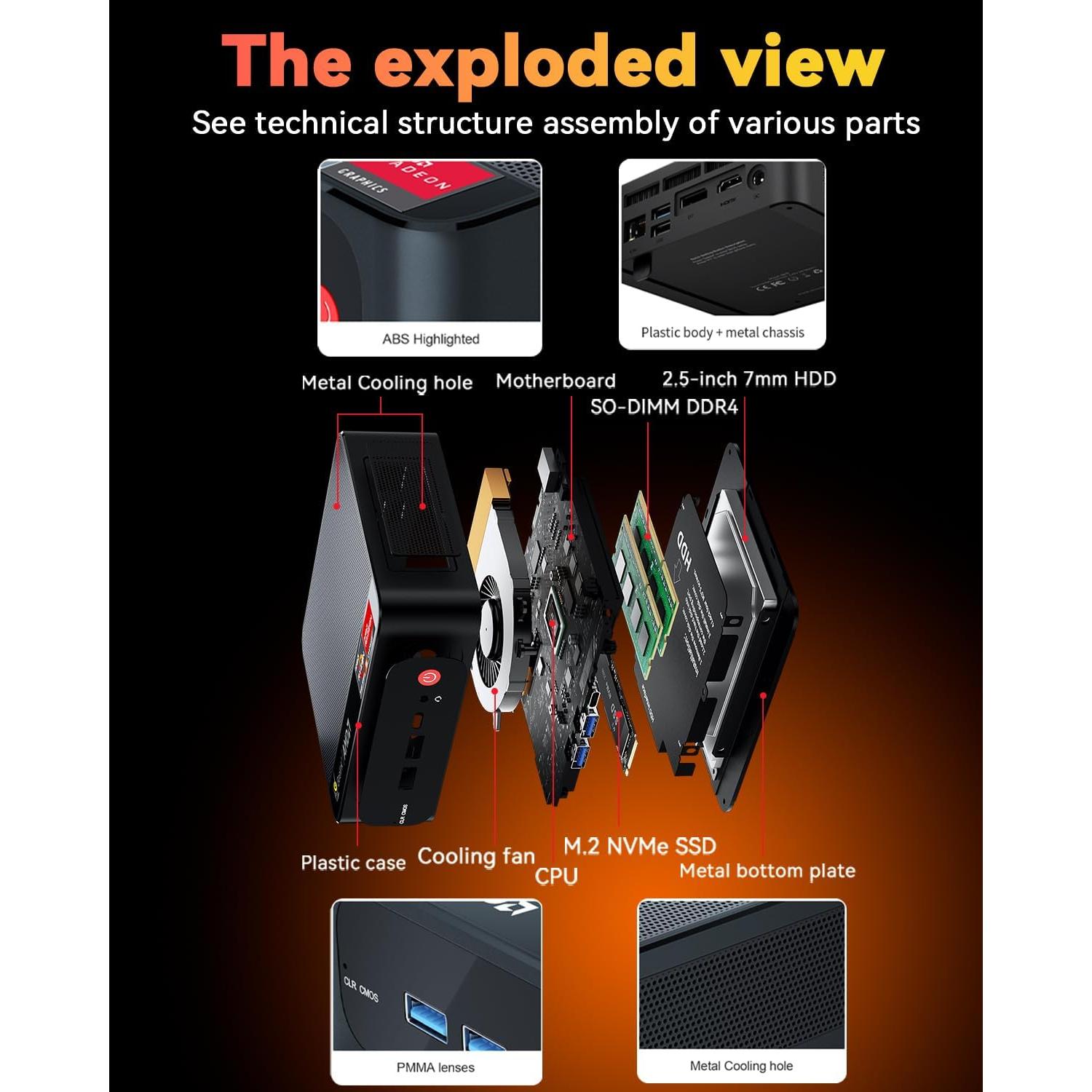 Mini PC Beelink SER5, AMD Ryzen 5 5500U, 16GB RAM, 500GB SSD