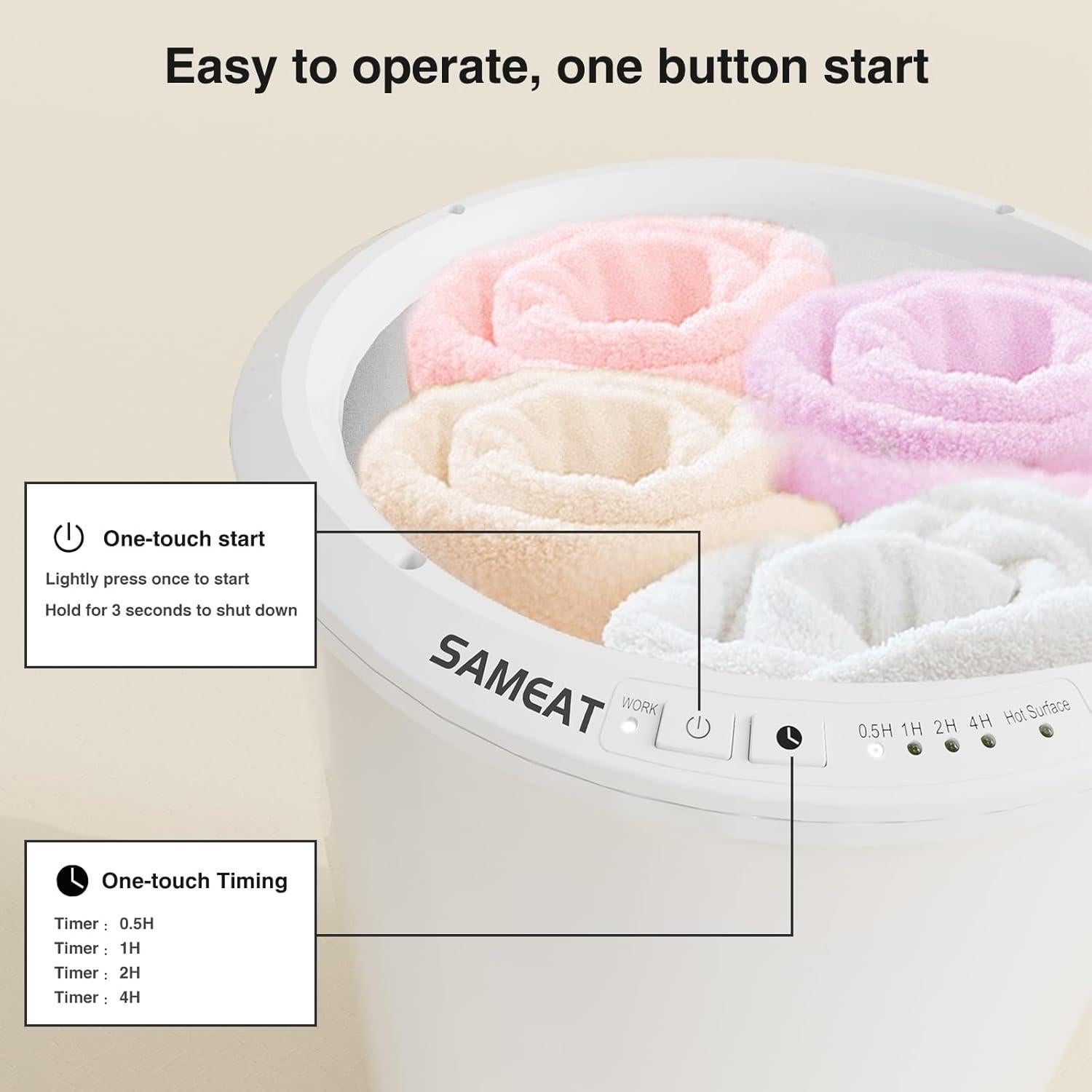 Calentador de Toallas SAMEAT Cubo Grande 4.12kg - Apagado Automático