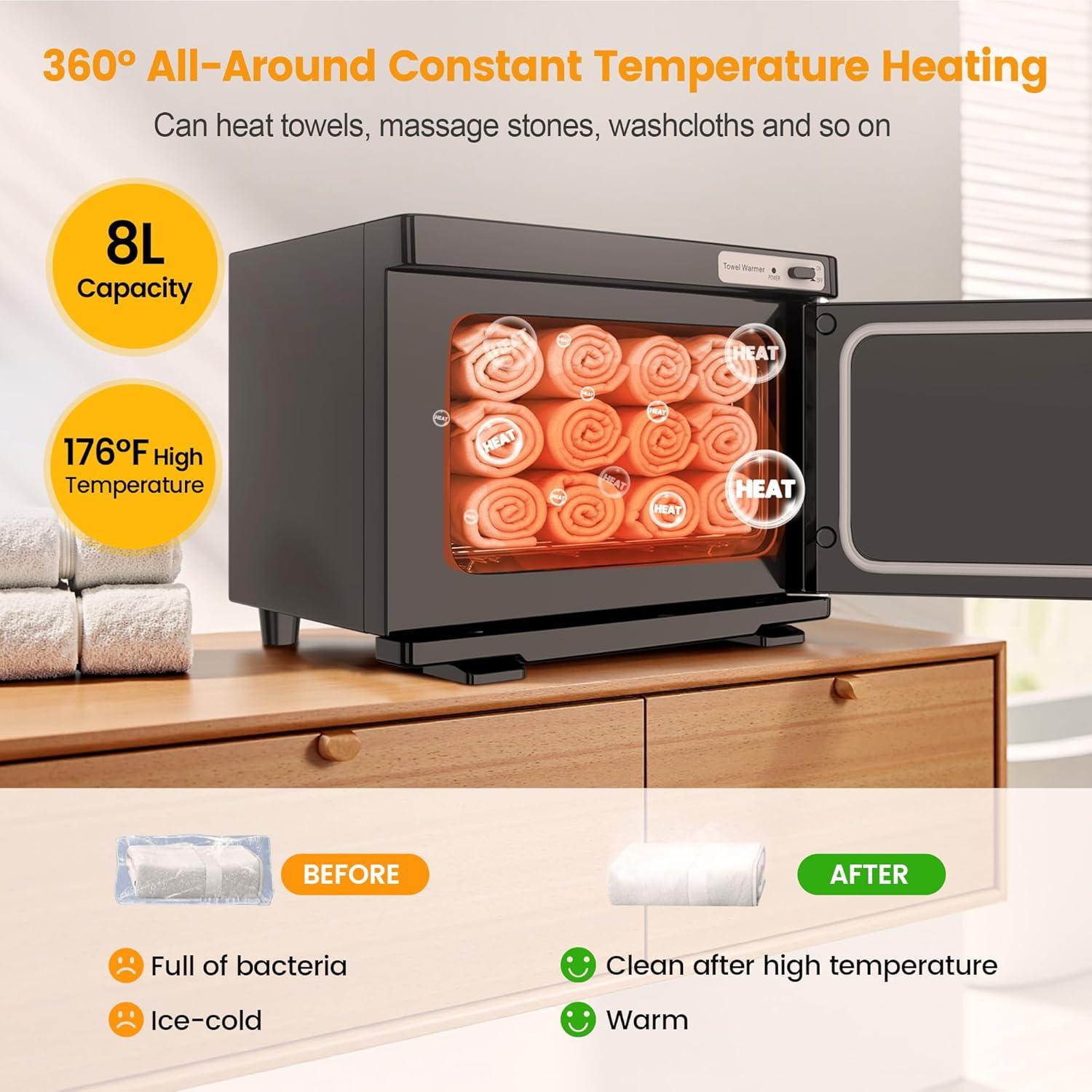 Calentador de Toallas SalonDepot 8L Compacto Negro para Spa