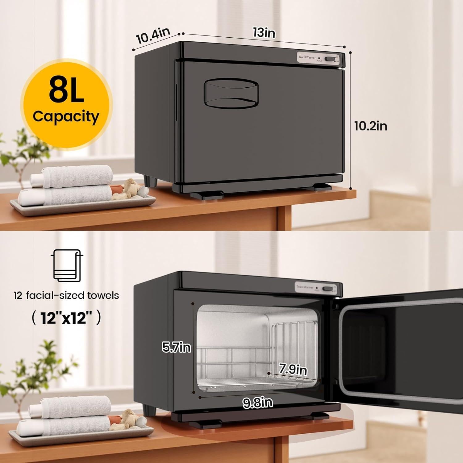 Calentador de Toallas SalonDepot 8L Compacto Negro para Spa