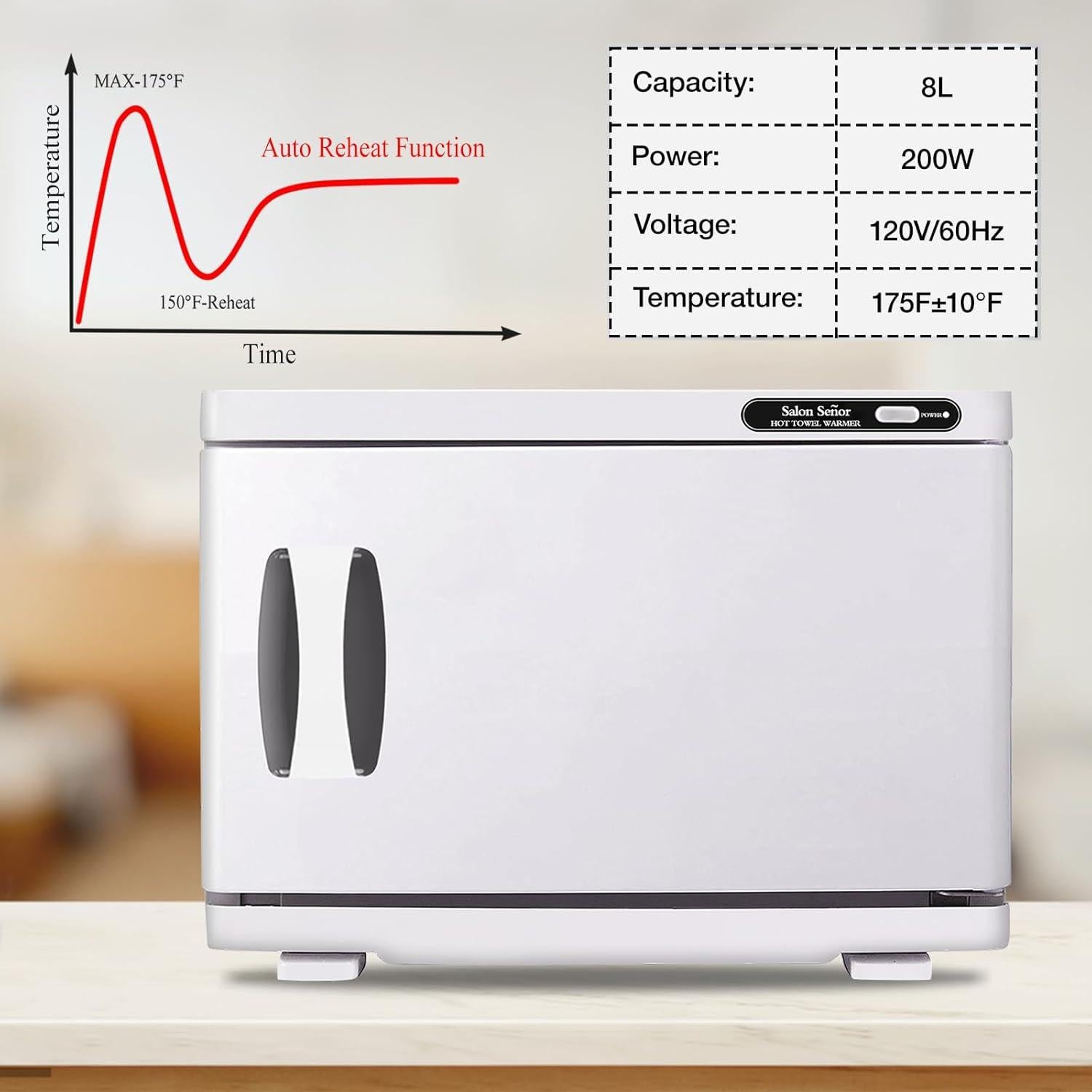 Calentador de Toallas 8L Salon Señor Blanco para Spa y Casa