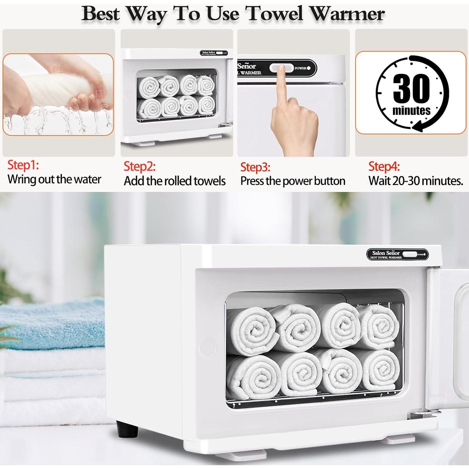 Calentador de Toallas 8L Salon Señor Blanco para Spa y Casa