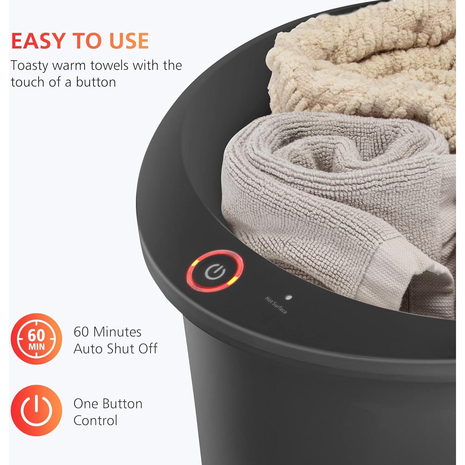 Calentador de Toallas Comfier 20L Negro, Calentamiento Rápido 10 Min