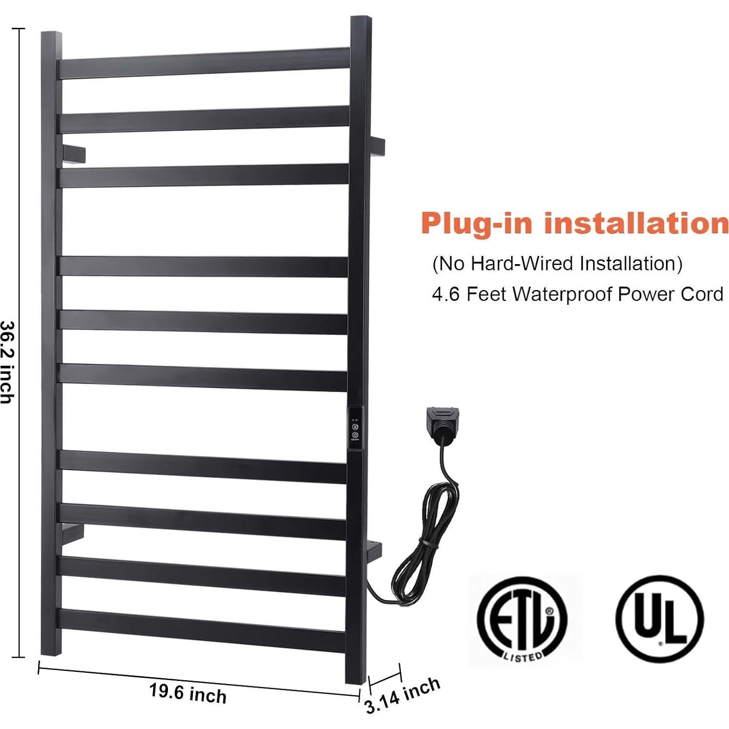 Calentador de Toallas Eléctrico Nopwer 10 Bar Montado en Pared