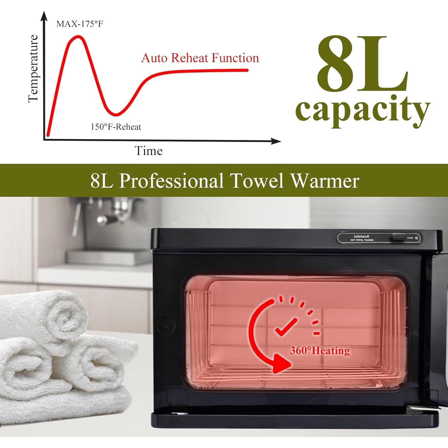 Calentador de Toallas Profesional Lailelaodi 8L Portátil