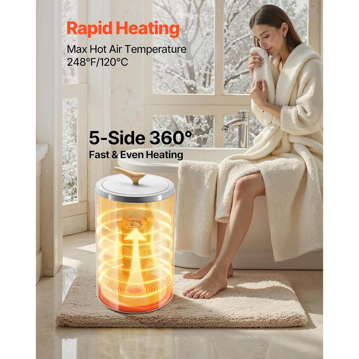 Calentador de Toallas VEVOR 20L con Temporizador y Seguridad