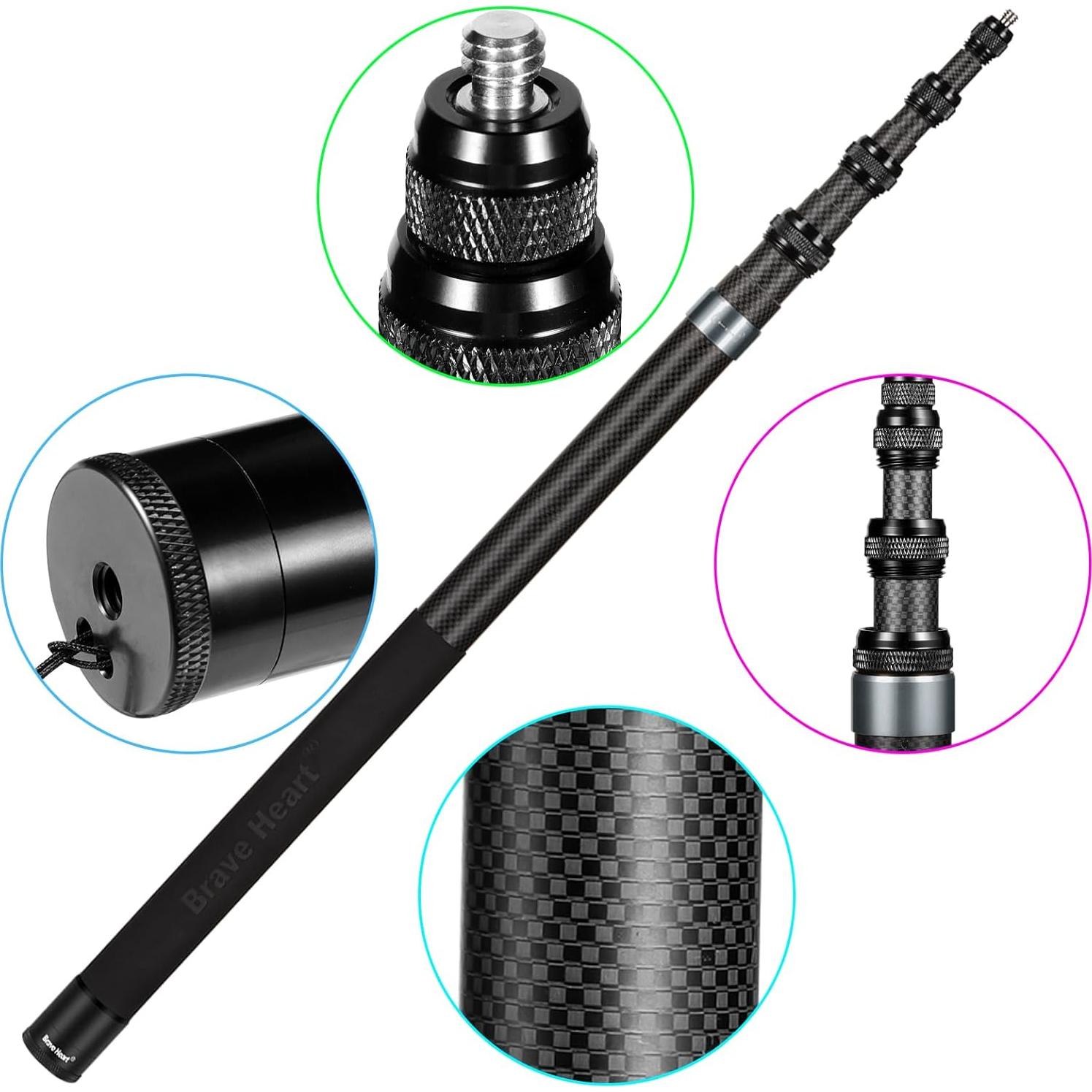 Palo de Selfie Telescópico Funnyfox 3m Carbono para Insta360