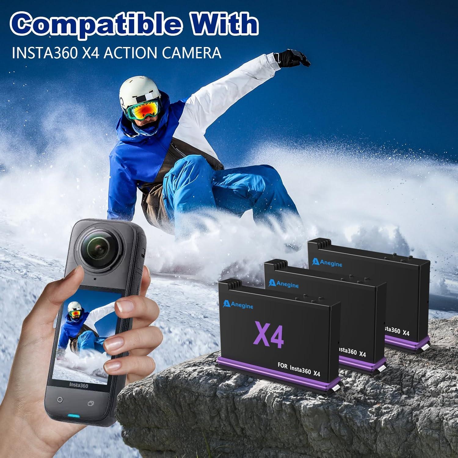 Batería Anegine X4 2500mAh y Cargador Rápido 3 Canales para Insta360 X4