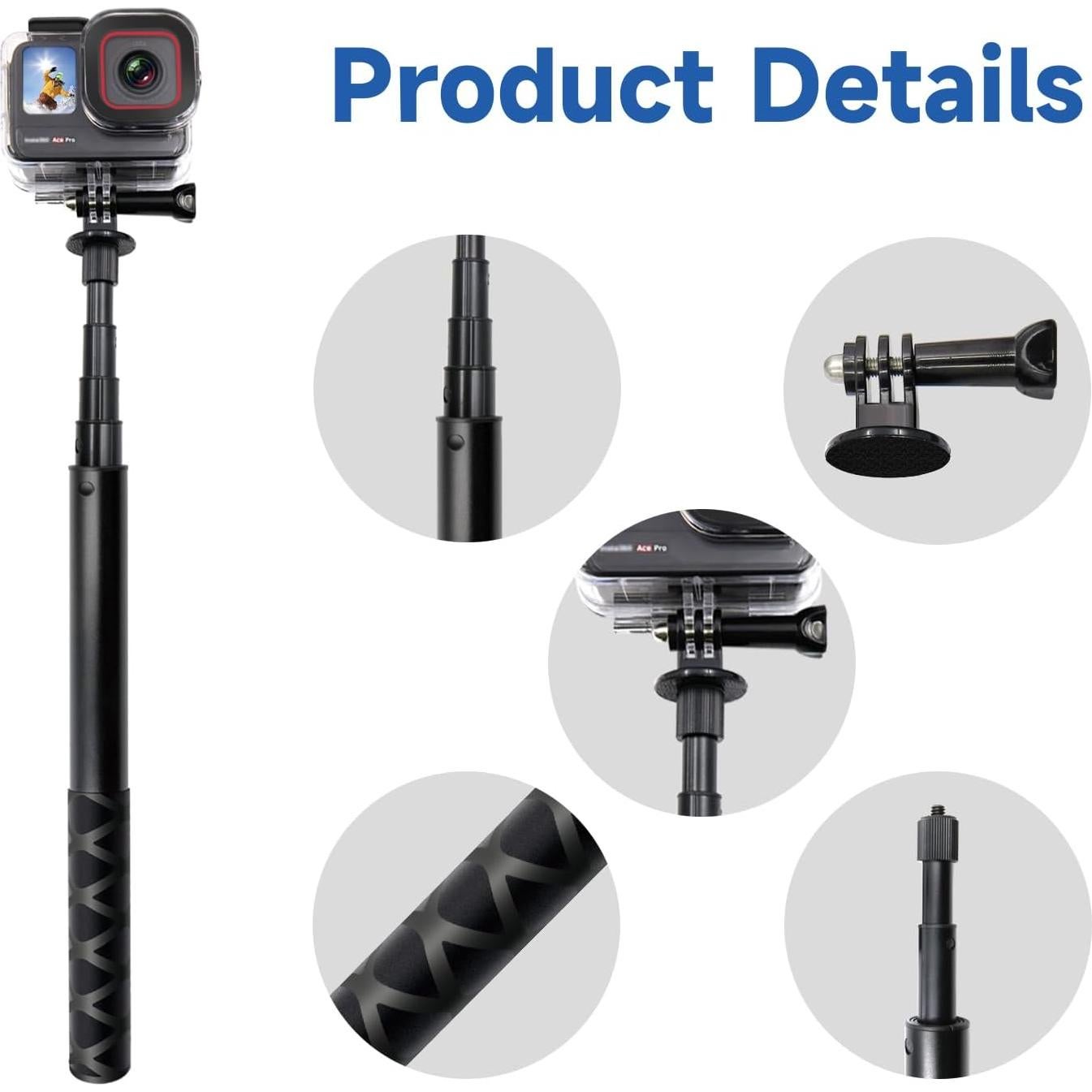 Palo de Selfie SHOOT 115cm Extensión Invisible para Gopro e Insta360