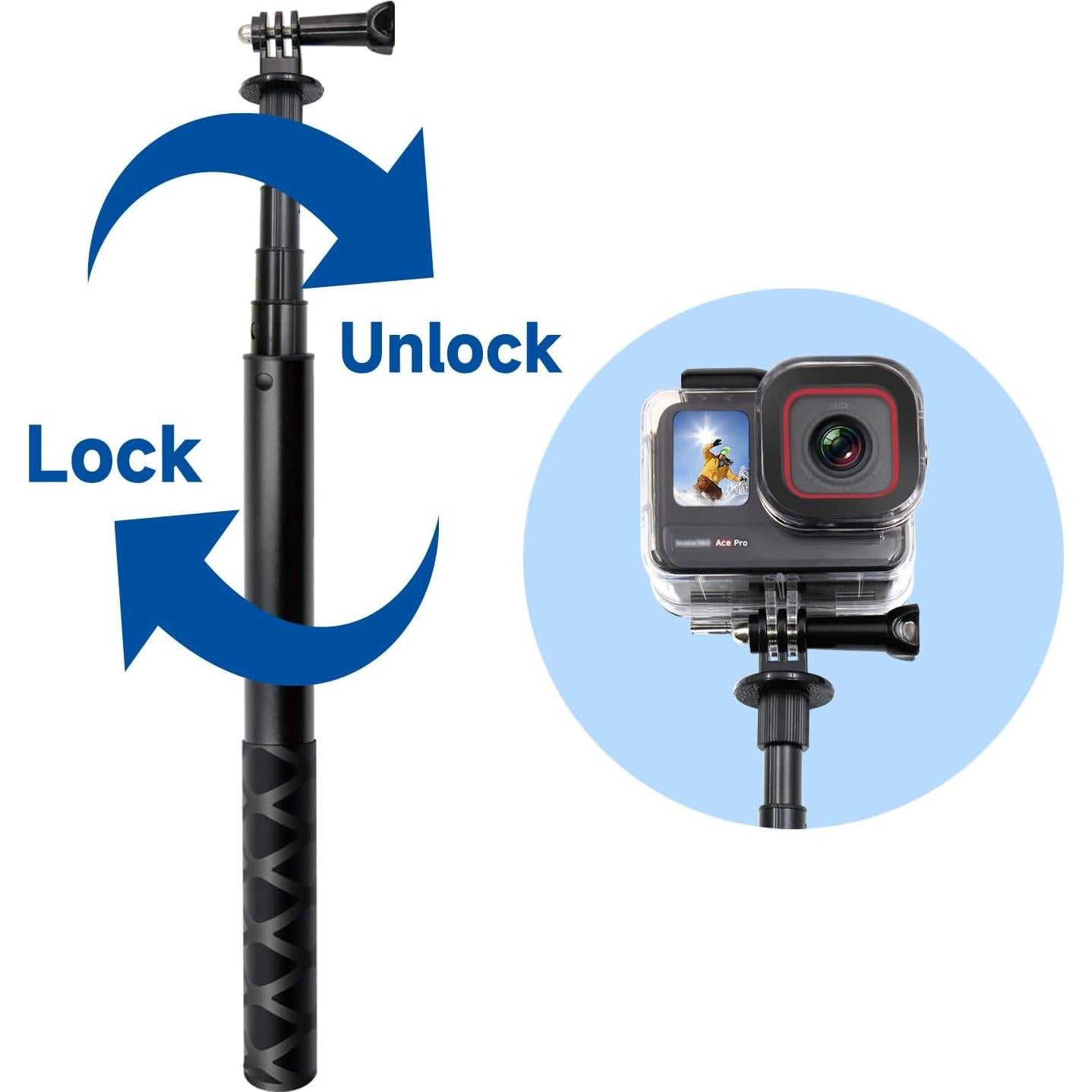 Palo de Selfie SHOOT 115cm Extensión Invisible para Gopro e Insta360