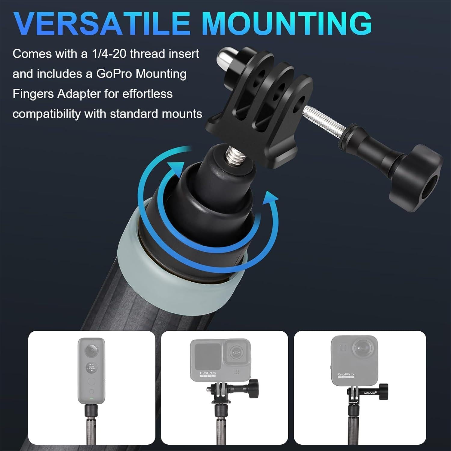 Selfie Stick Fibra de Carbono 3M 299.72cm Gris para Insta360 y DJI