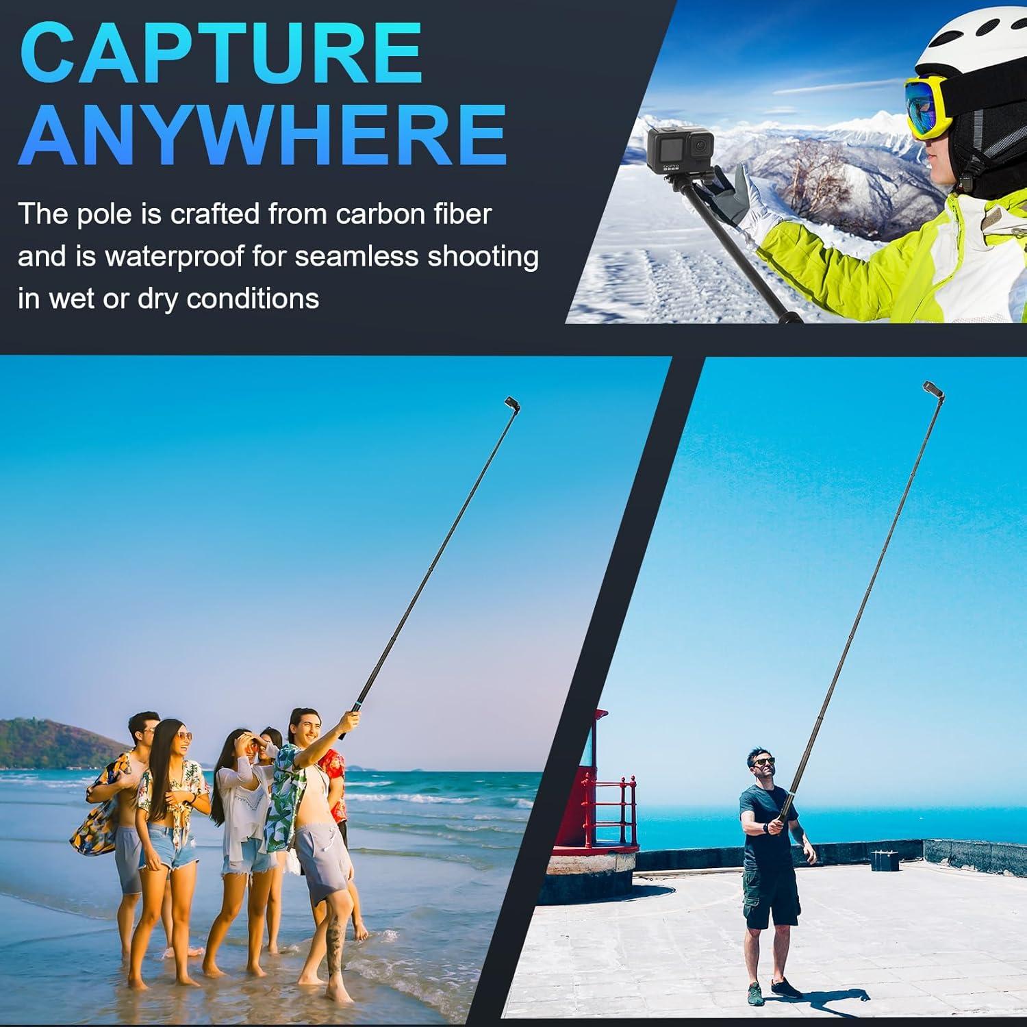 Selfie Stick Fibra de Carbono 3M 299.72cm Gris para Insta360 y DJI